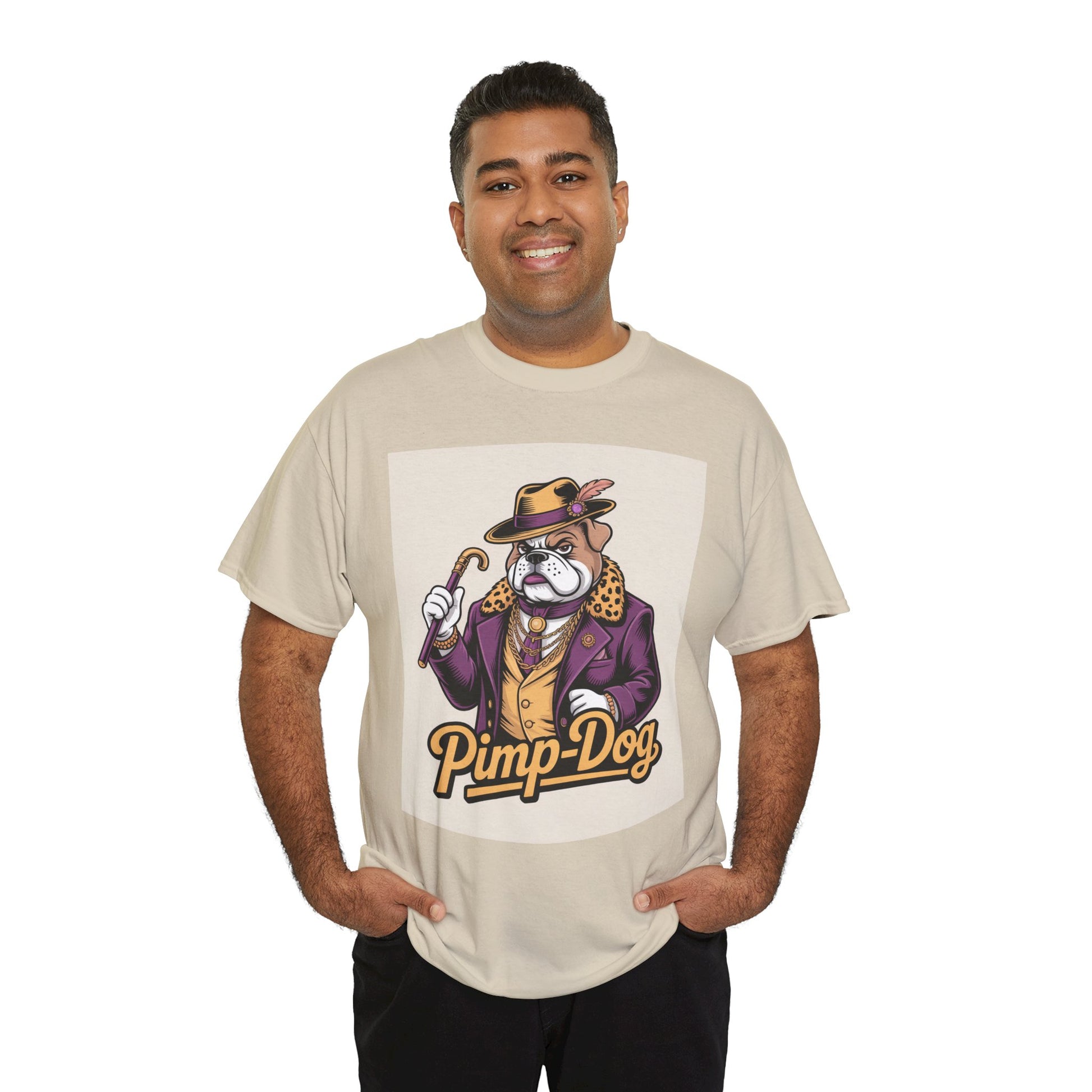 Pimp-Dog Graphic Tee — Retro Bulldog Character Shirt Printify