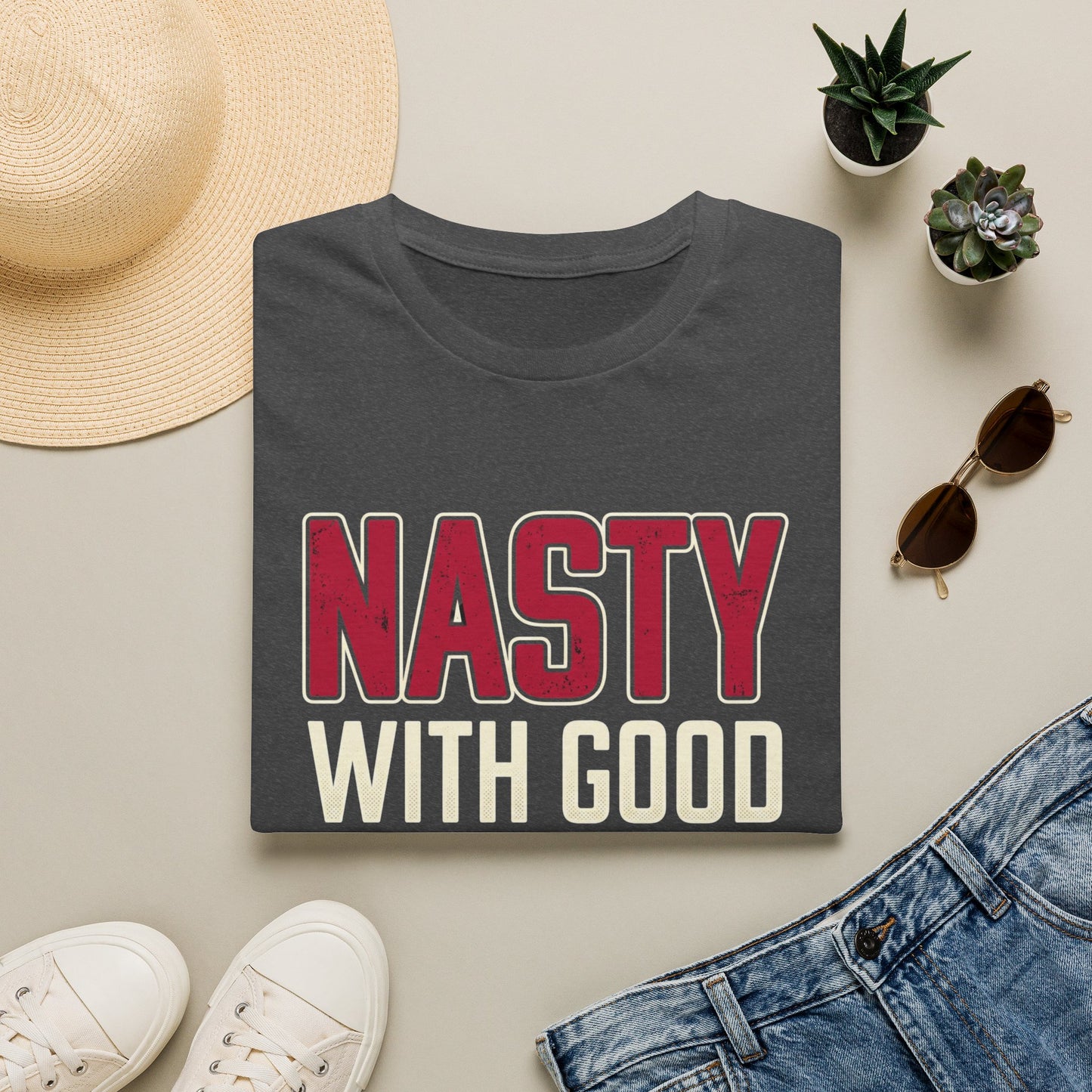 "NASTY With Good Hands" Bold Lettering Graphic Tee