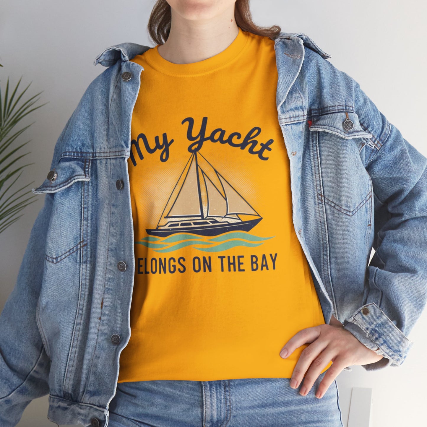 Sailboat Graphic Tee - "My Yacht Belongs on the Bay" Casual Nautical T-Shirt