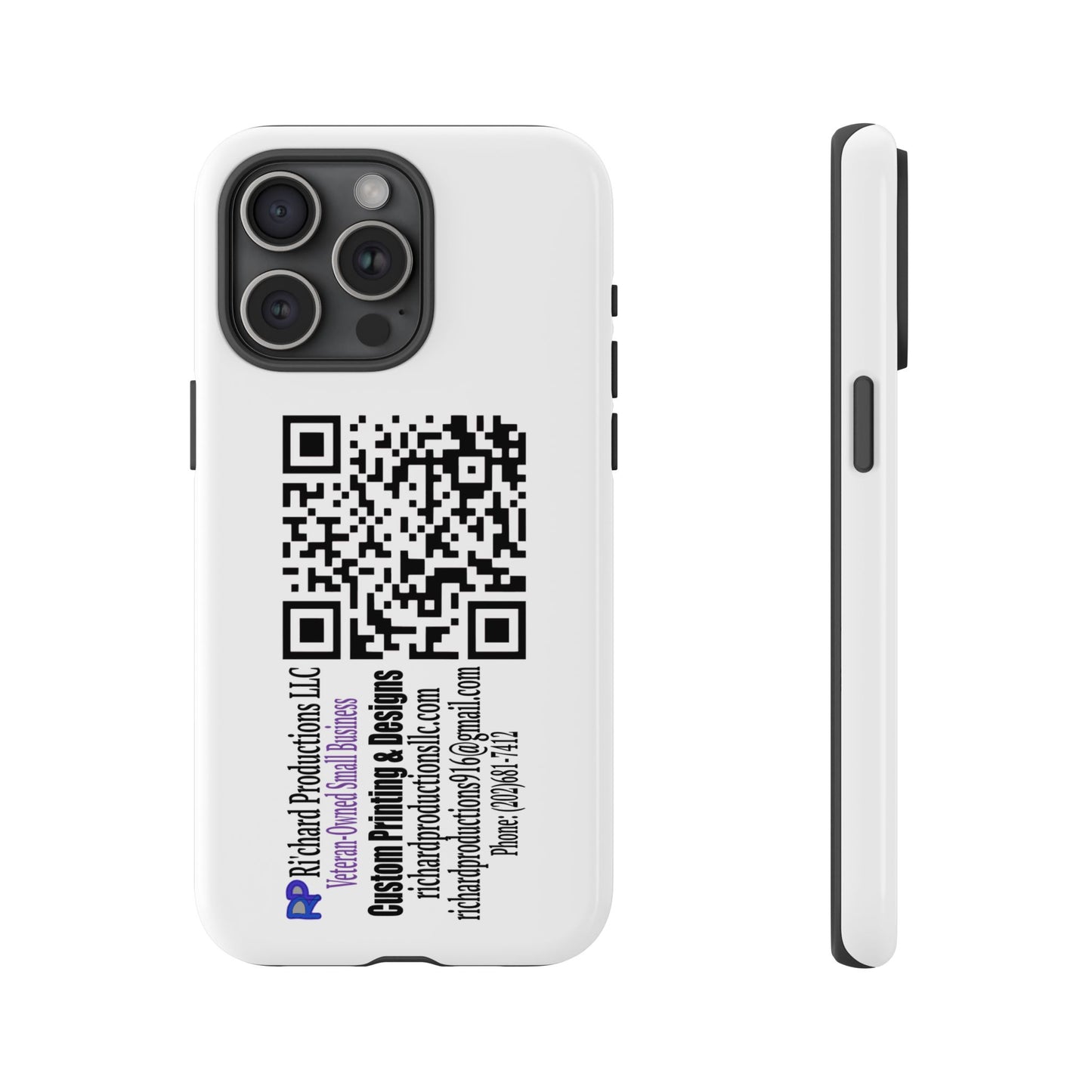 Ri'chard Productions LLC Phone Case — Custom QR Code Contact Card Tough Case Printify