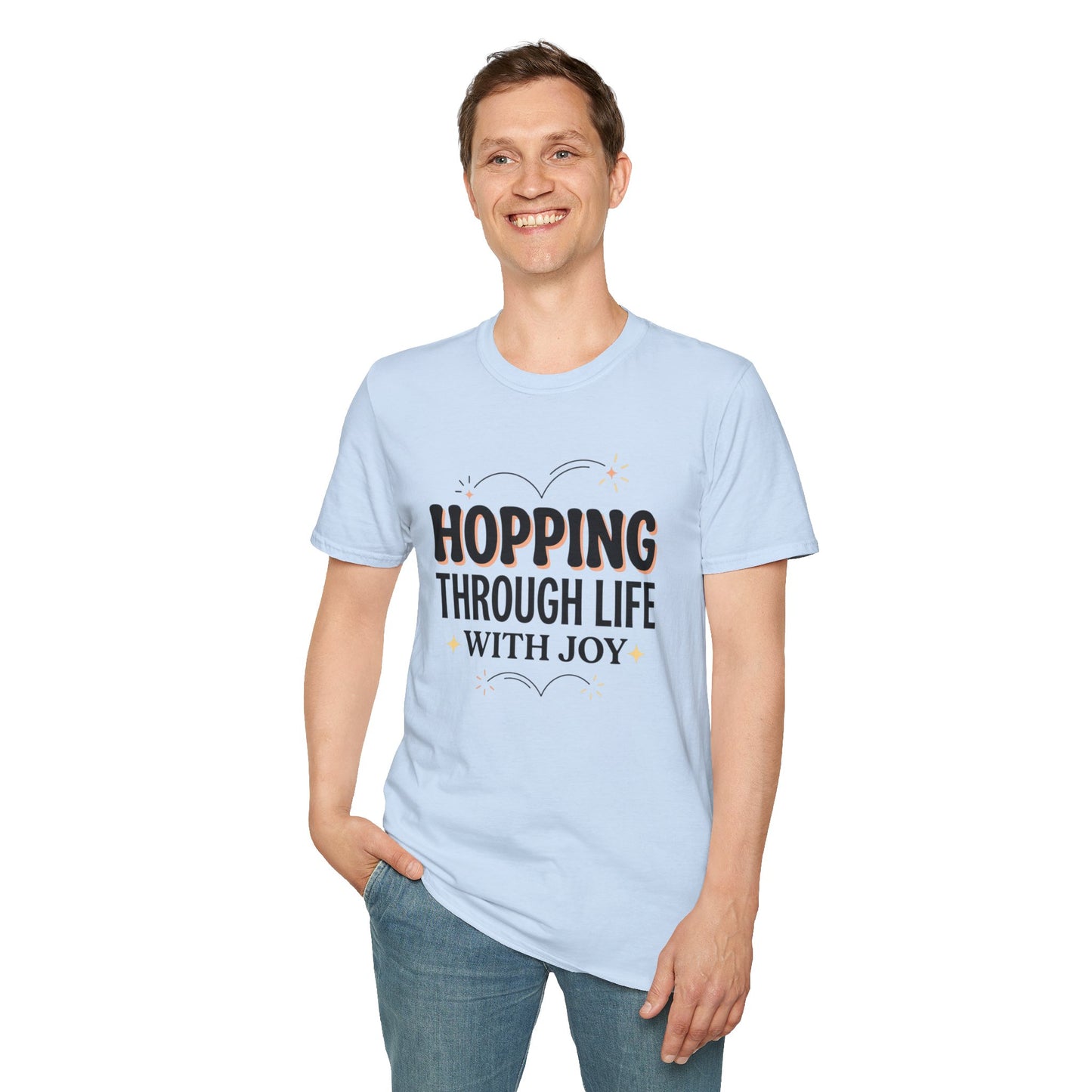 Hopping Through Life Tee — "Hopping Through Life with Joy" Inspirational Graphic T-Shirt