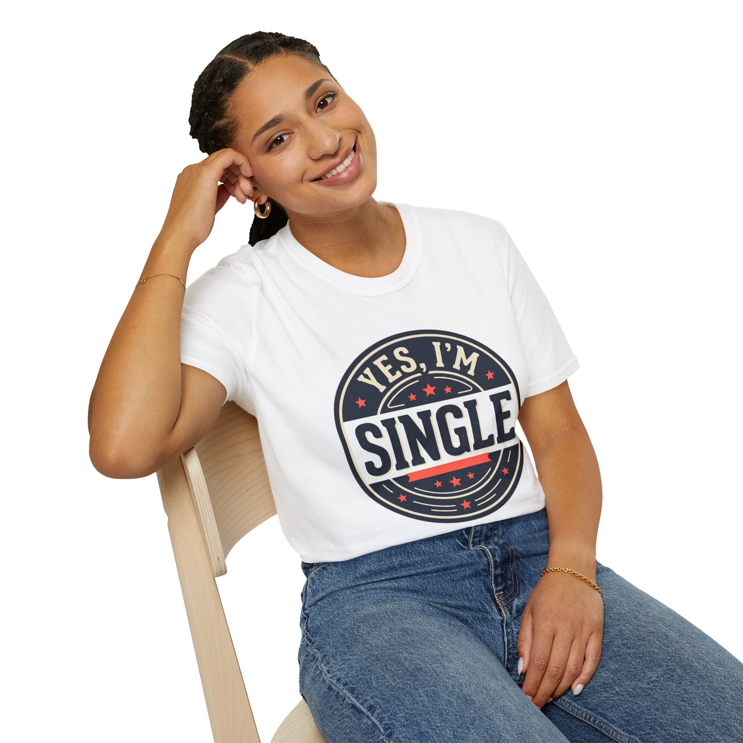 "Yes, I’m Single" Graphic Tee - Single Badge T-Shirt