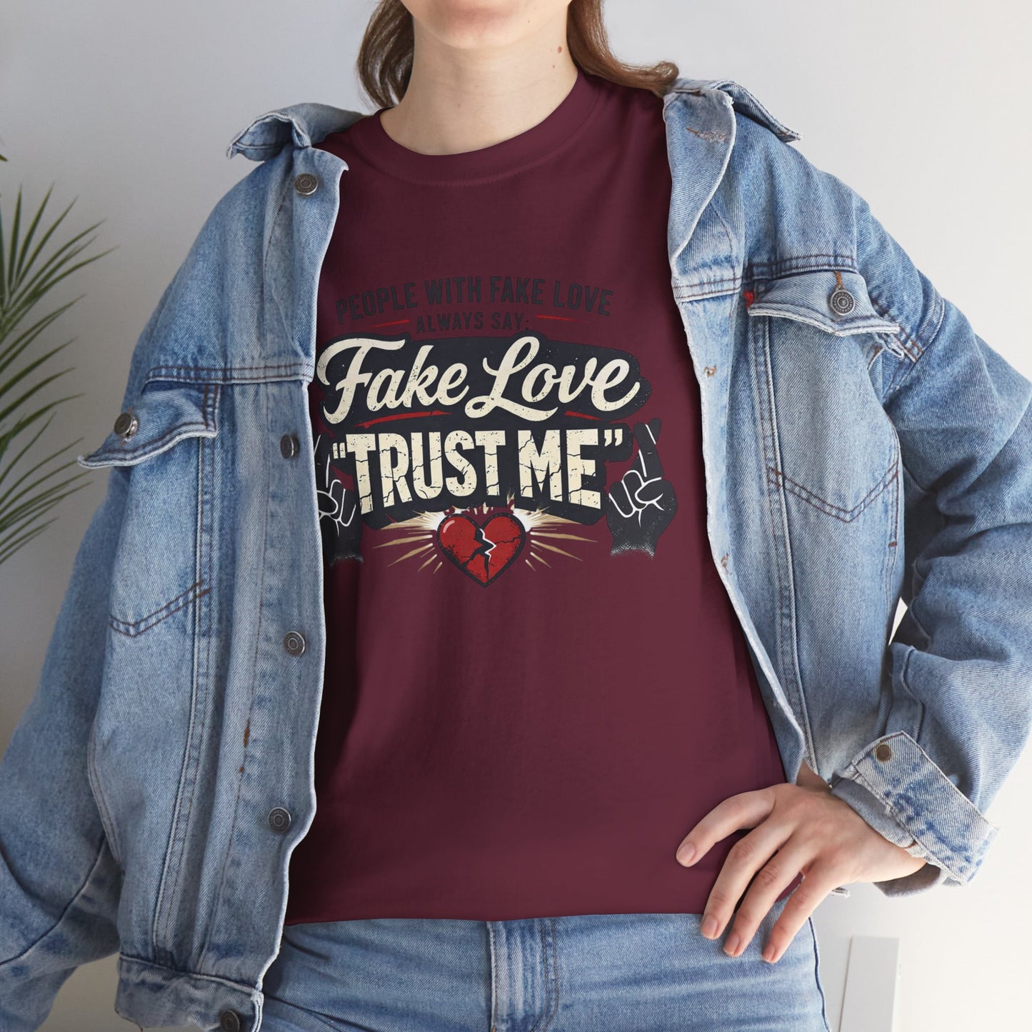 Fake Love Trust Me T-Shirt – Vintage Tattoo Heart Graphic Tee