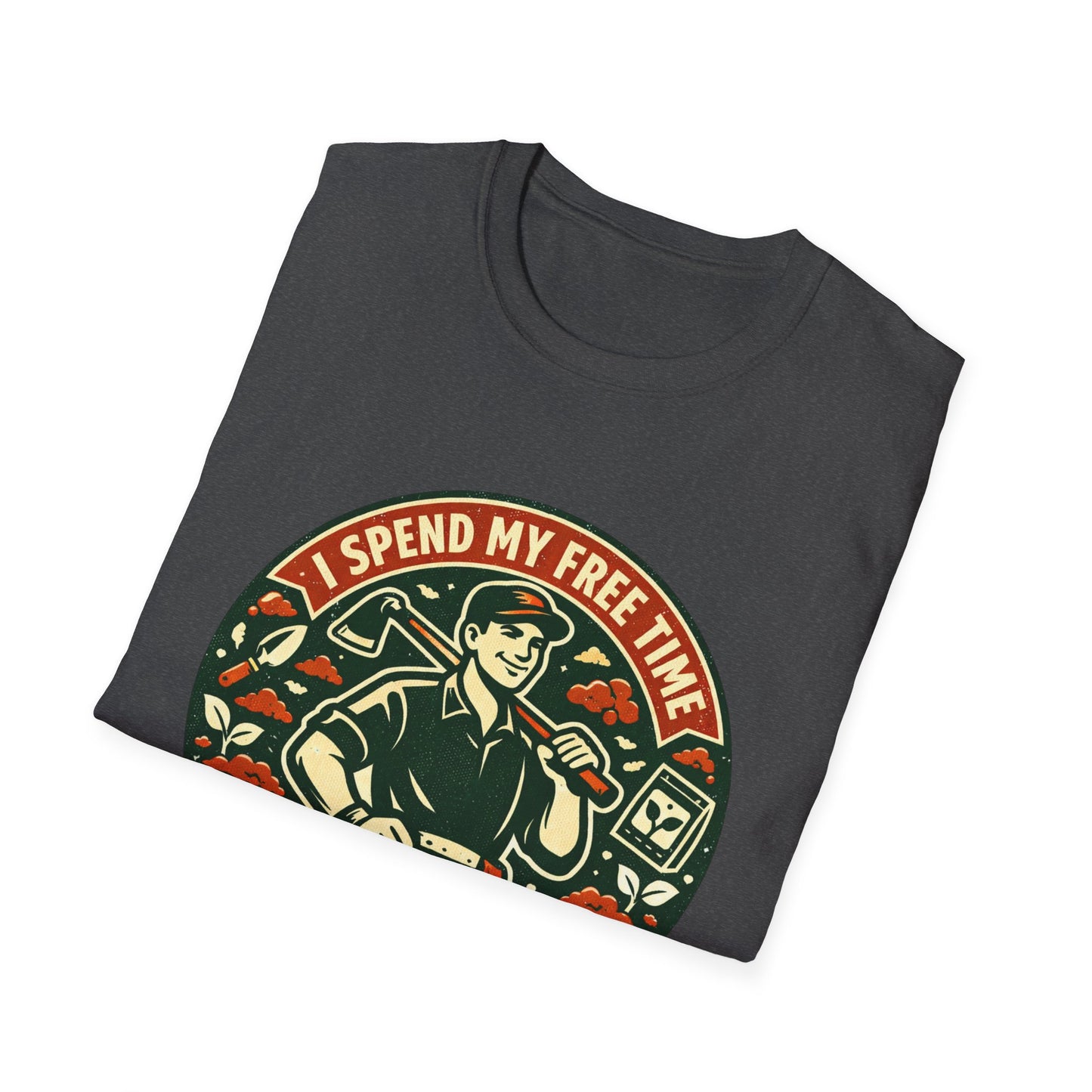 Gardener T-Shirt — “I Spend My Free Time With Hoes & Dirt Bags” Retro Gardening Tee