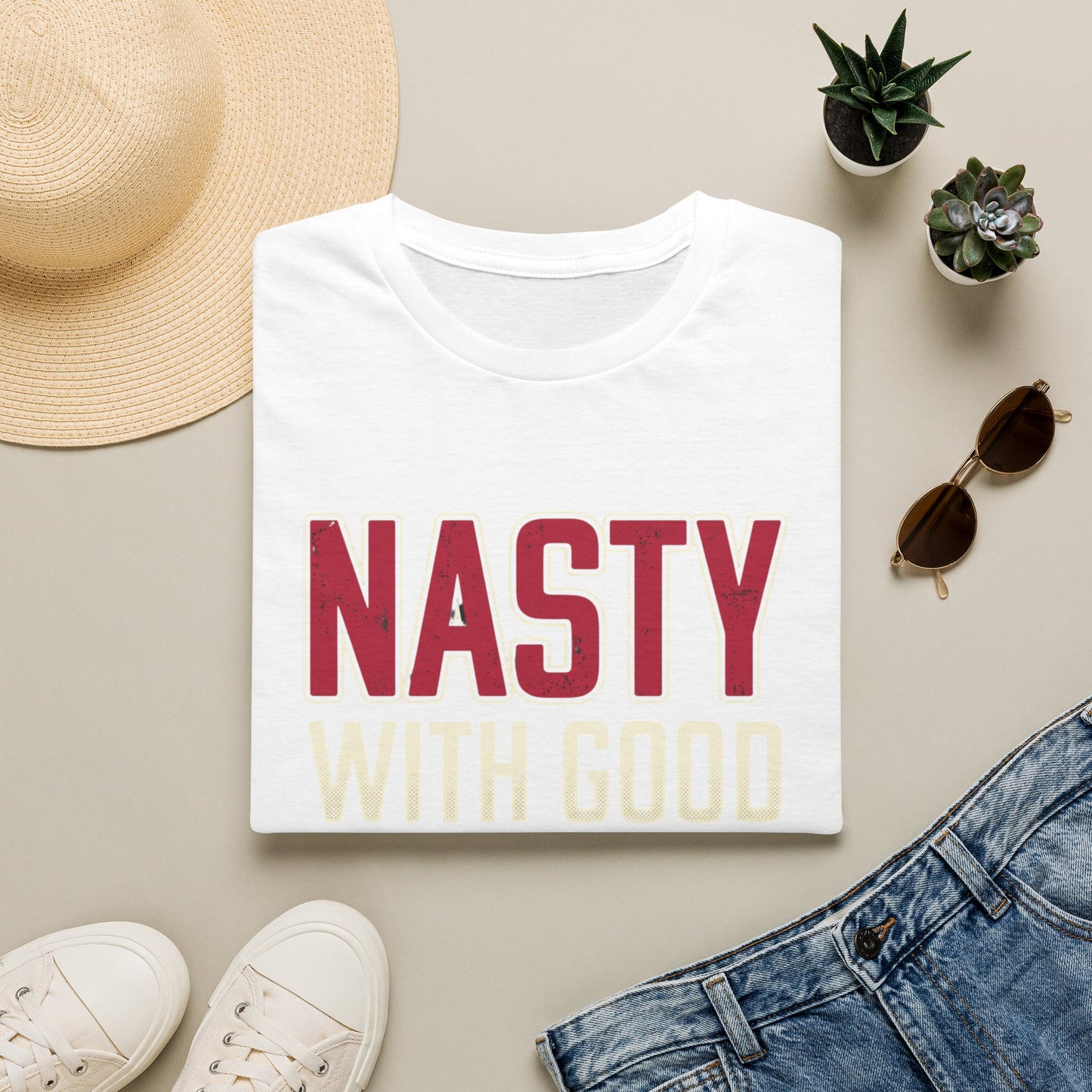 "NASTY With Good Hands" Bold Lettering Graphic Tee