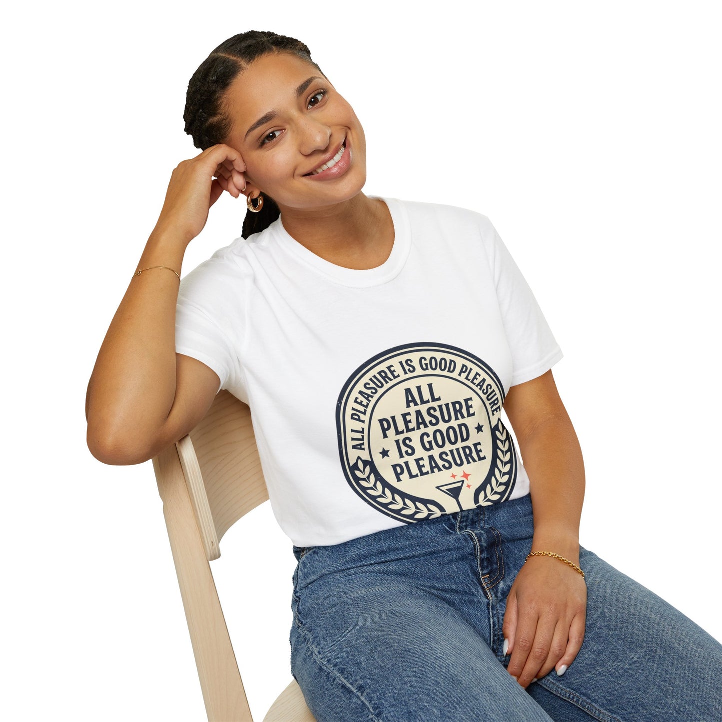 "All Pleasure Is Good Pleasure" Vintage Badge Tee