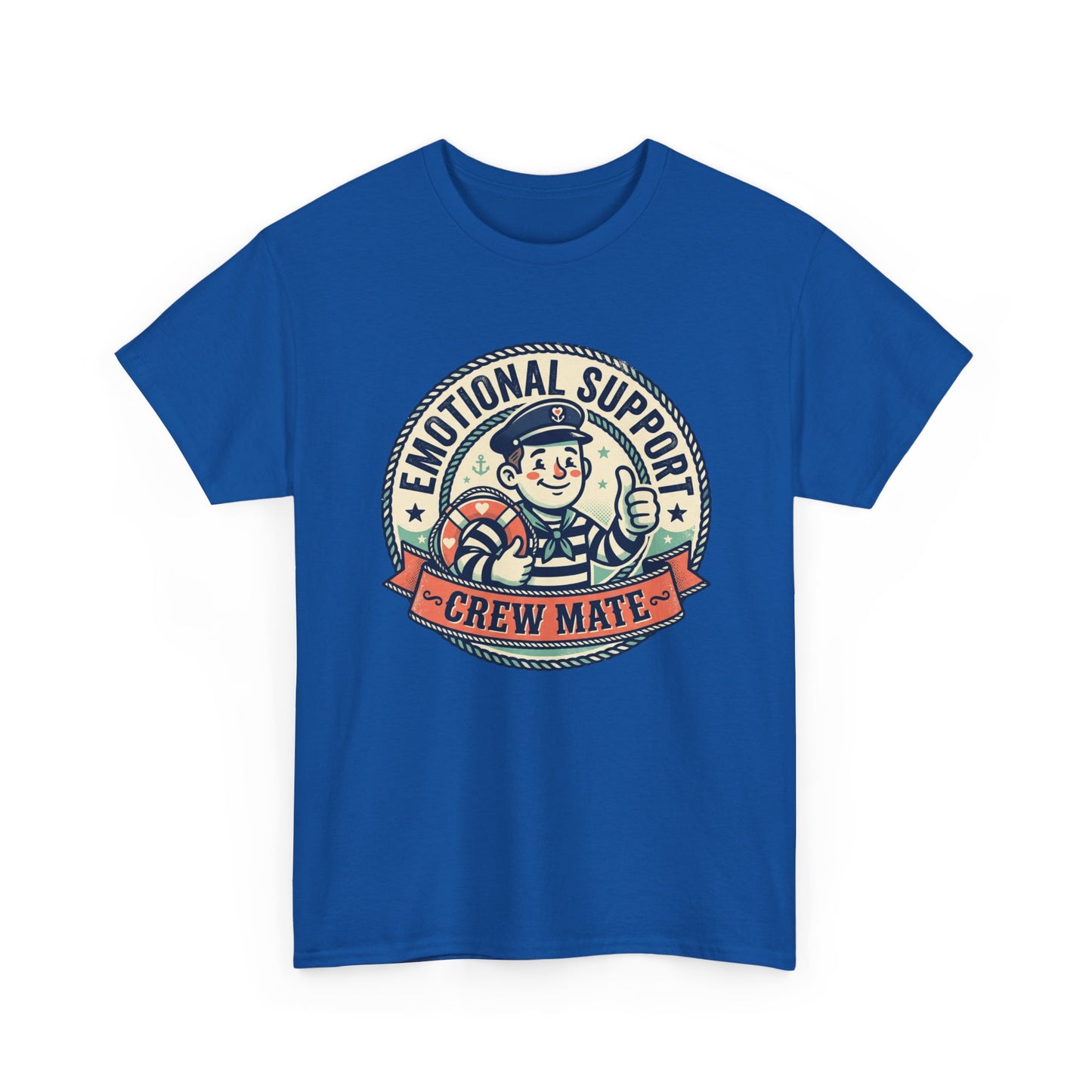 Emotional Support Crew Mate T‑Shirt — Retro Nautical Crewmate Tee Printify