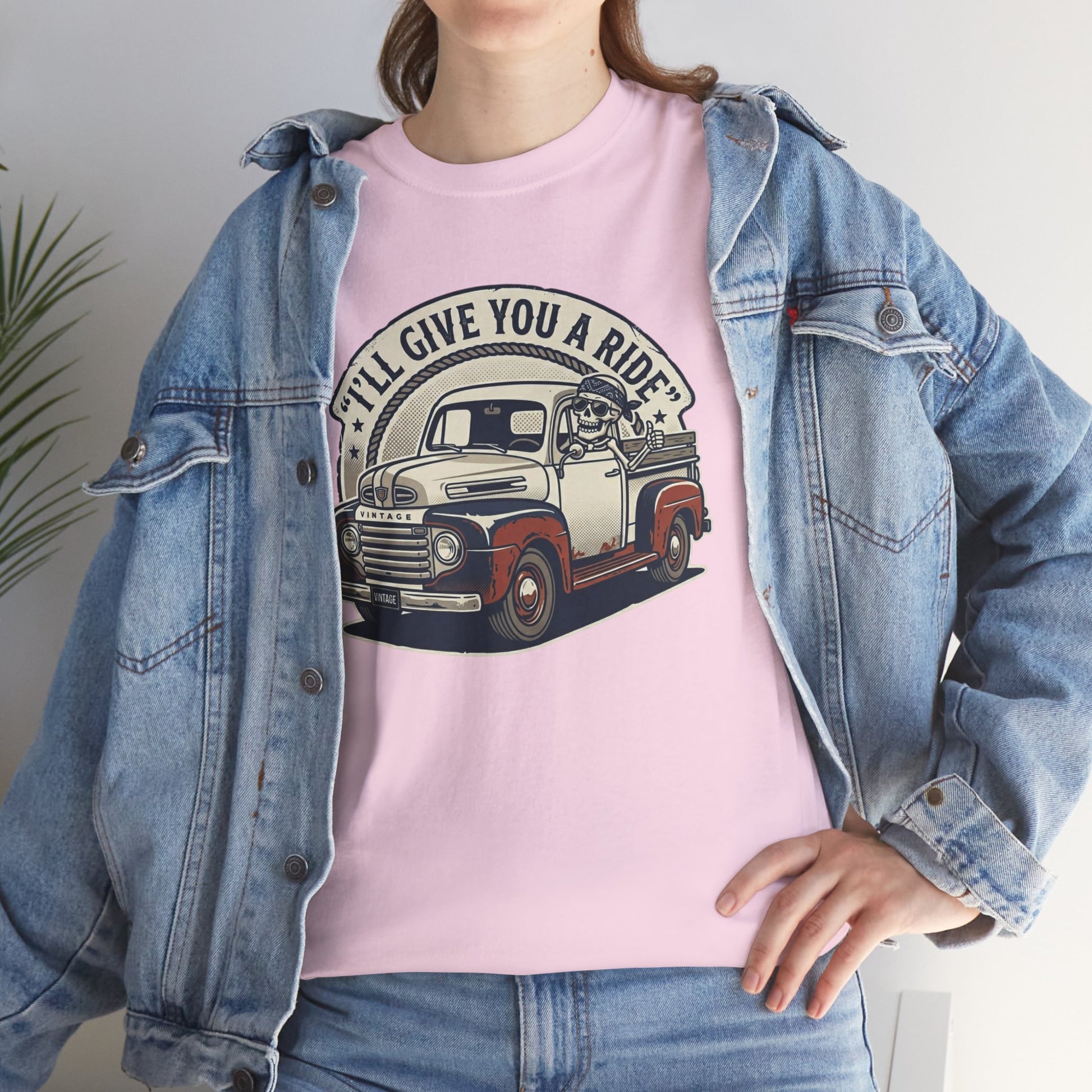 Vintage Pickup Truck T-Shirt — “I’ll Give You a Ride” Classic Retro Tee Printify