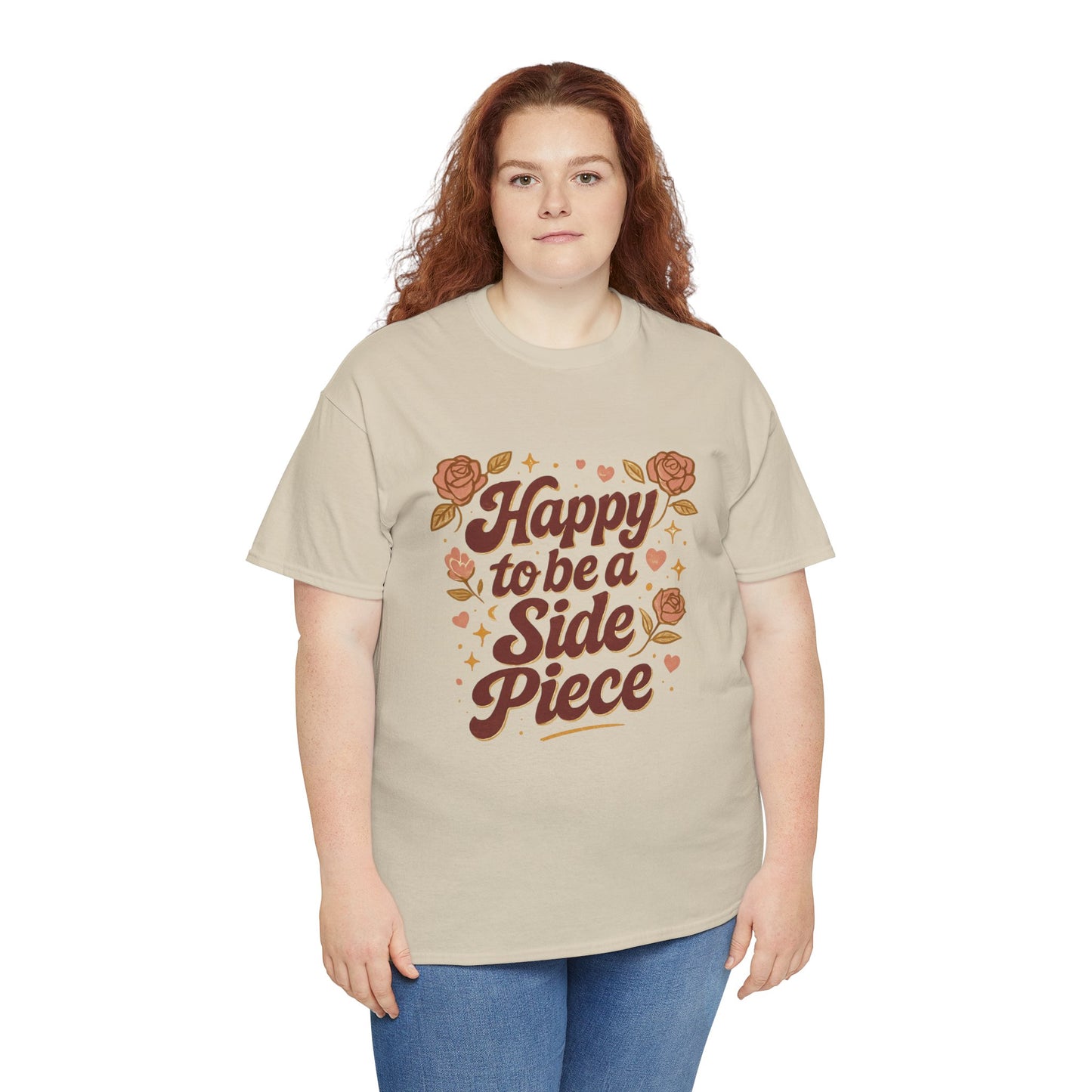Happy to Be a Side Piece Tee — Retro Floral Statement T-Shirt