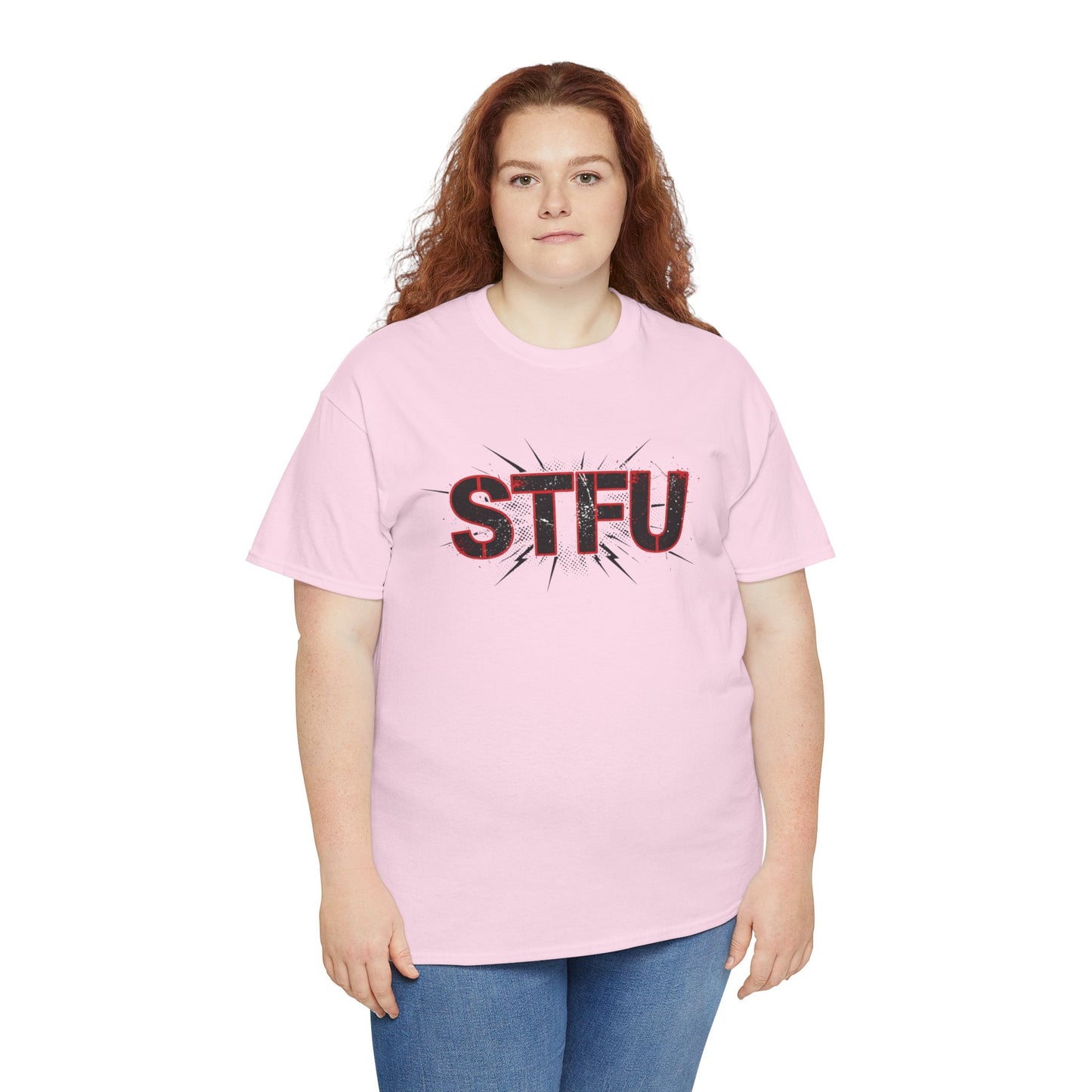 STFU Graphic Tee — Bold Distressed Text Shirt for Statement Style Printify