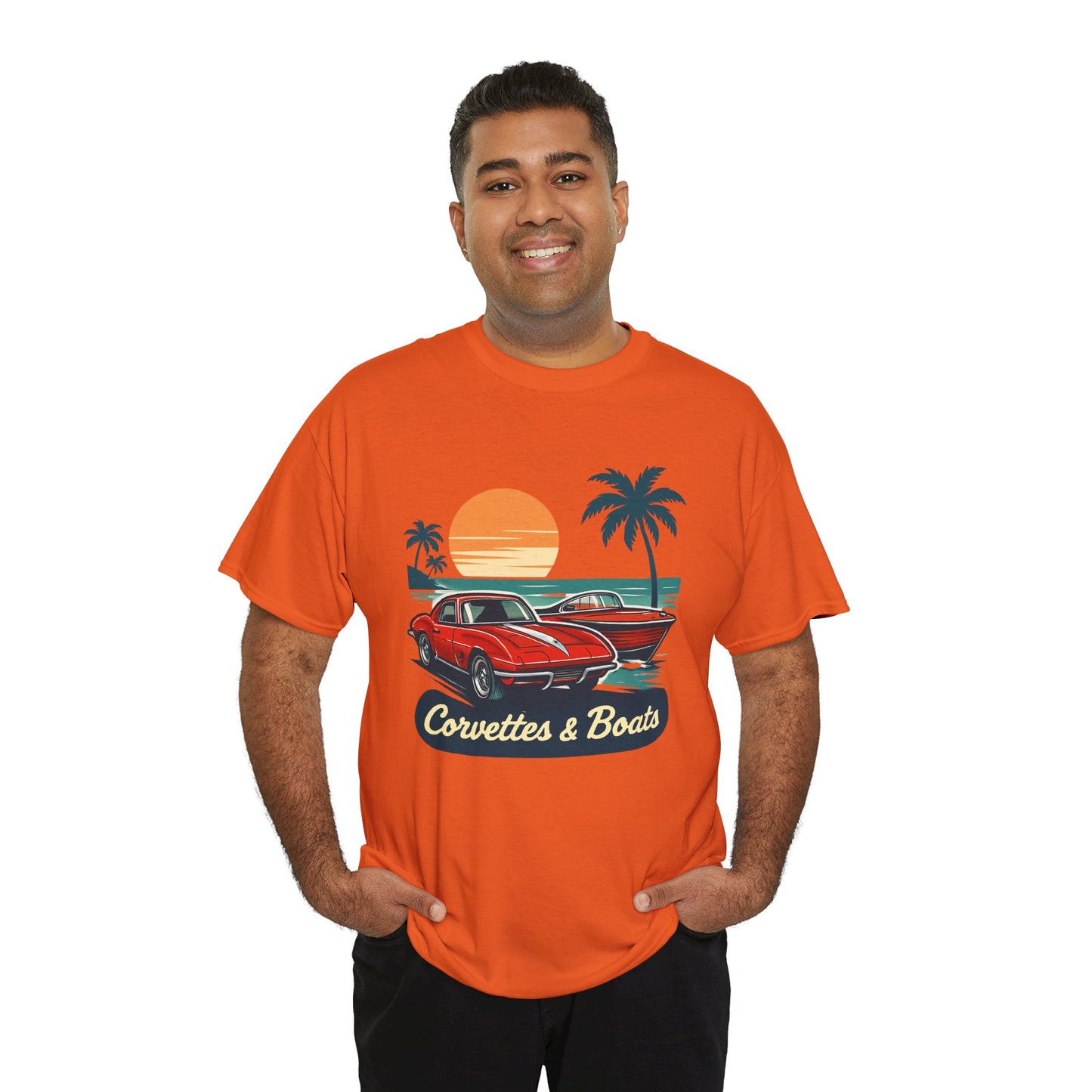 Corvettes & Boats Retro Sunset T‑Shirt