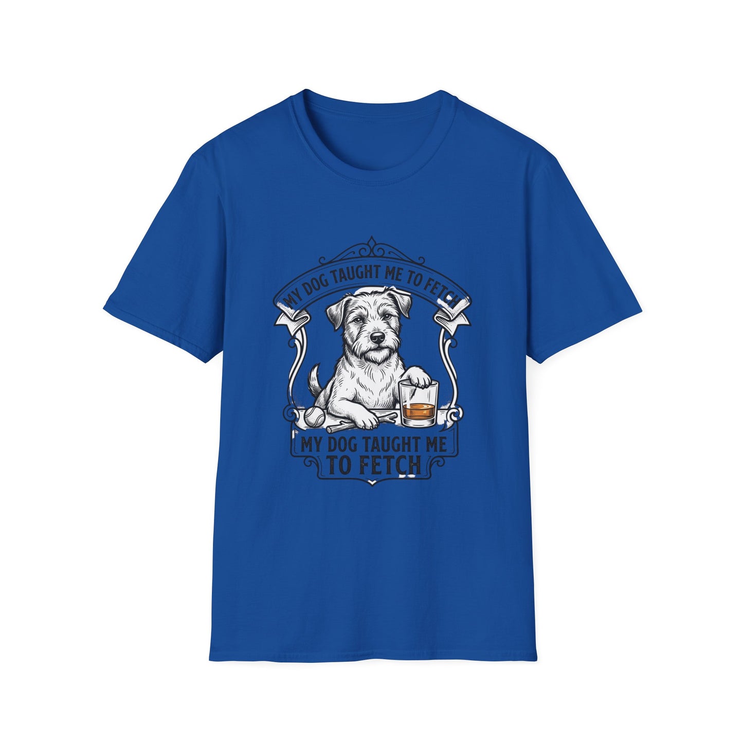 "My Dog Taught Me to Fetch" Vintage Pup Graphic Tee-Dog T-Shirt