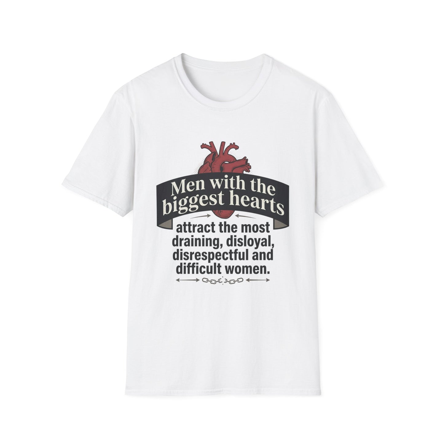 "Men with the Biggest Hearts" Funny Sarcastic Graphic Tee Printify