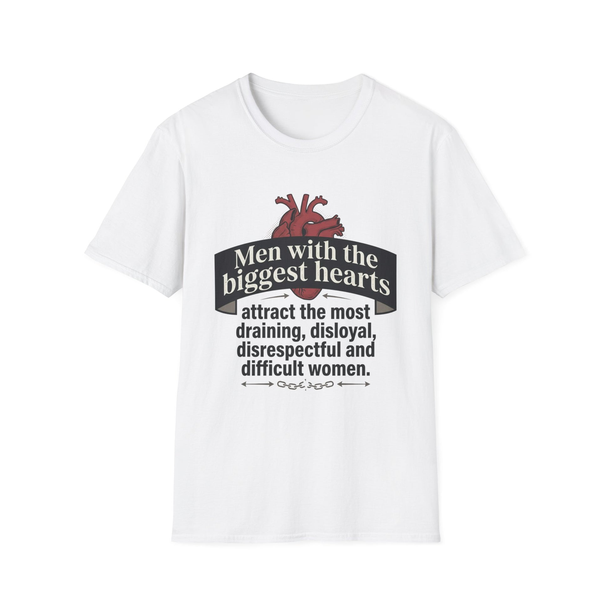 "Men with the Biggest Hearts" Funny Sarcastic Graphic Tee Printify