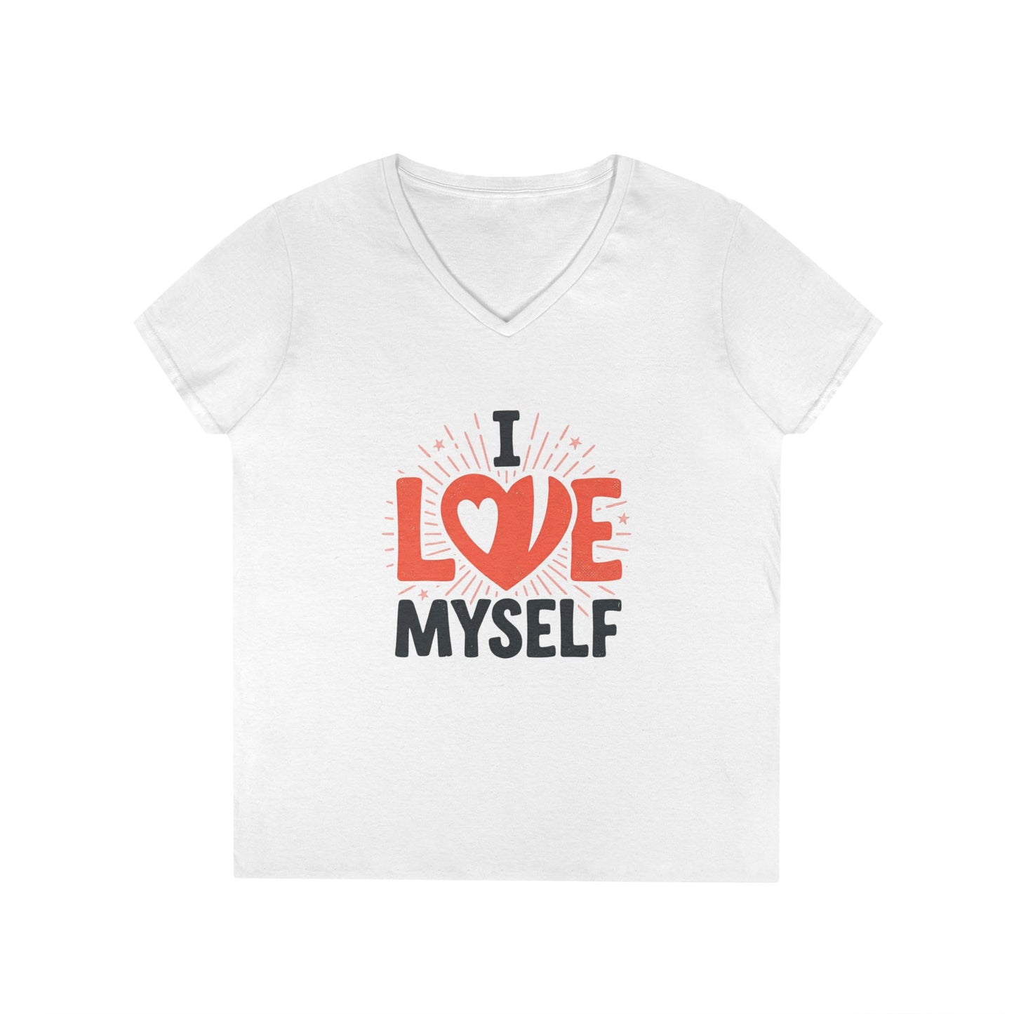 I Love Myself V-Neck Tee — Self-Love Women's T-Shirt Printify
