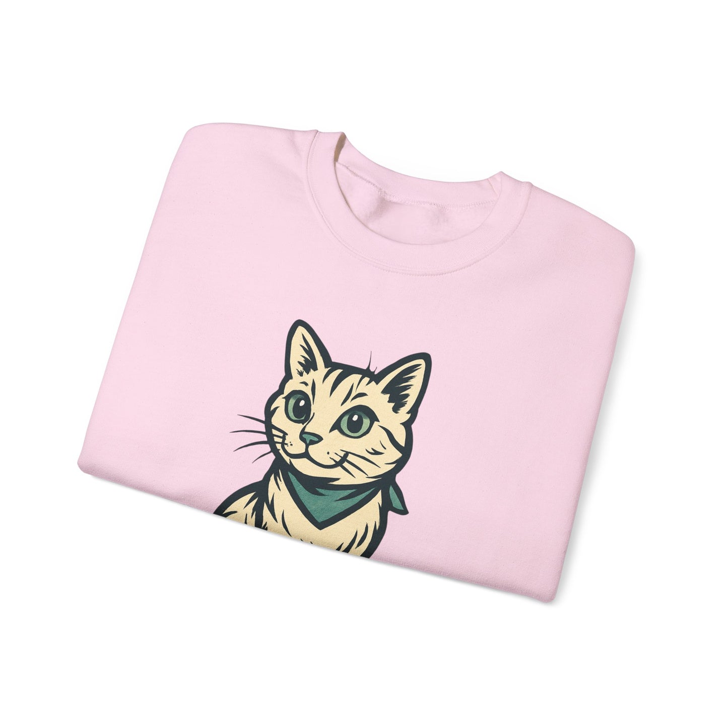 Cute Kitten Pullover Sweatshirt — Vintage Cat Illustration Crewneck