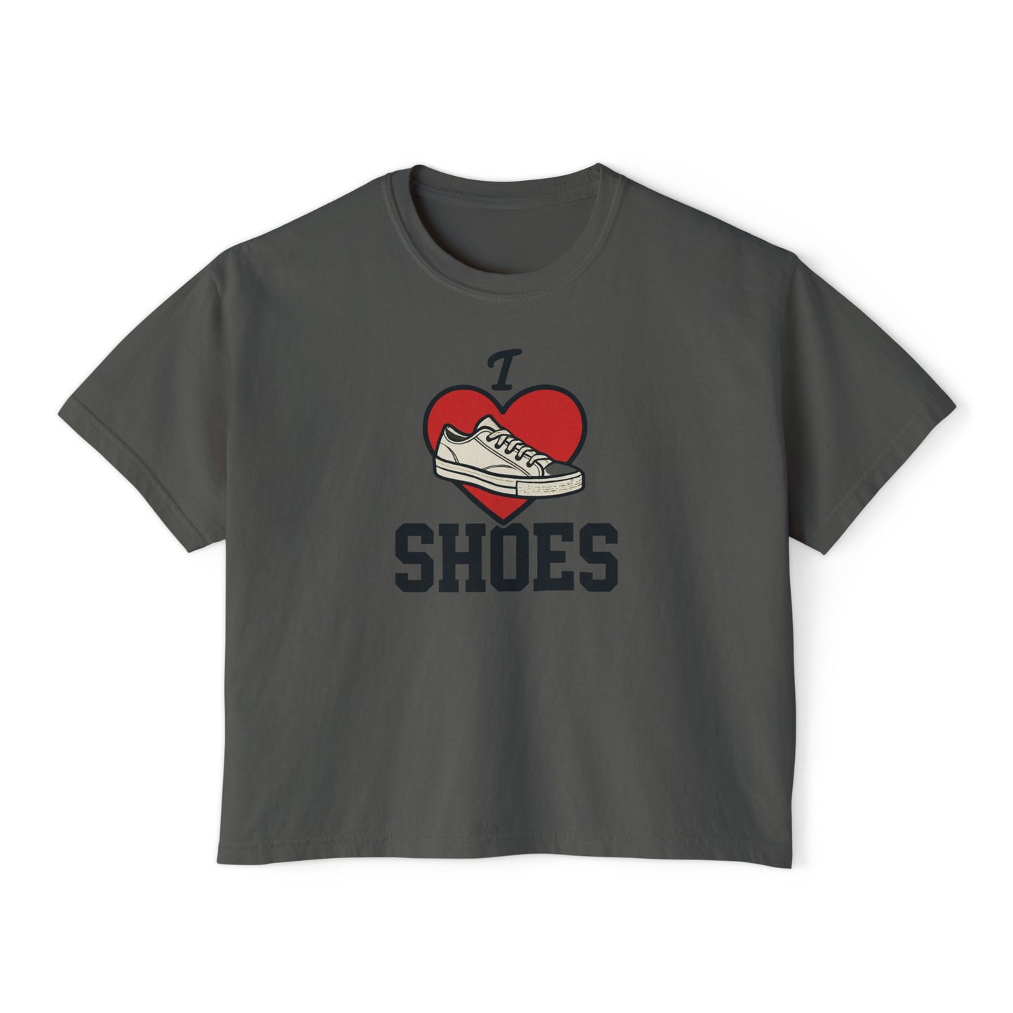 I Heart Shoes Women's Boxy Tee – Cute Sneaker Lover T-Shirt