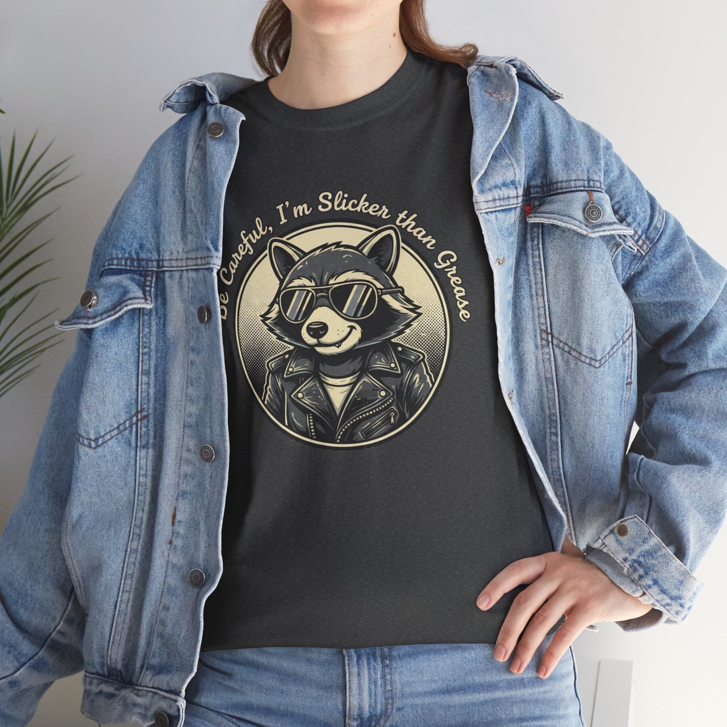 Raccoon Detective Graphic Tee — "Be Careful I’m Watching Your Snacks" Vintage Badge T-Shirt