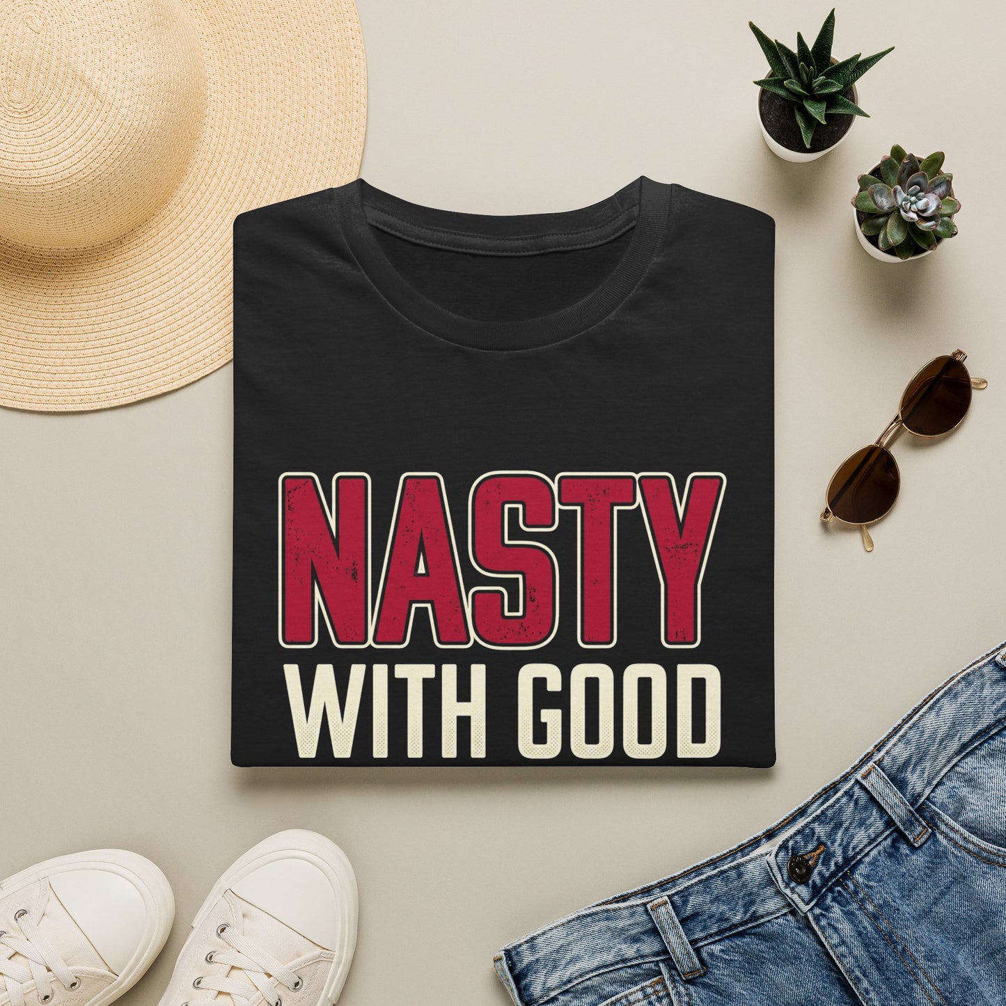 "NASTY With Good Hands" Bold Lettering Graphic Tee