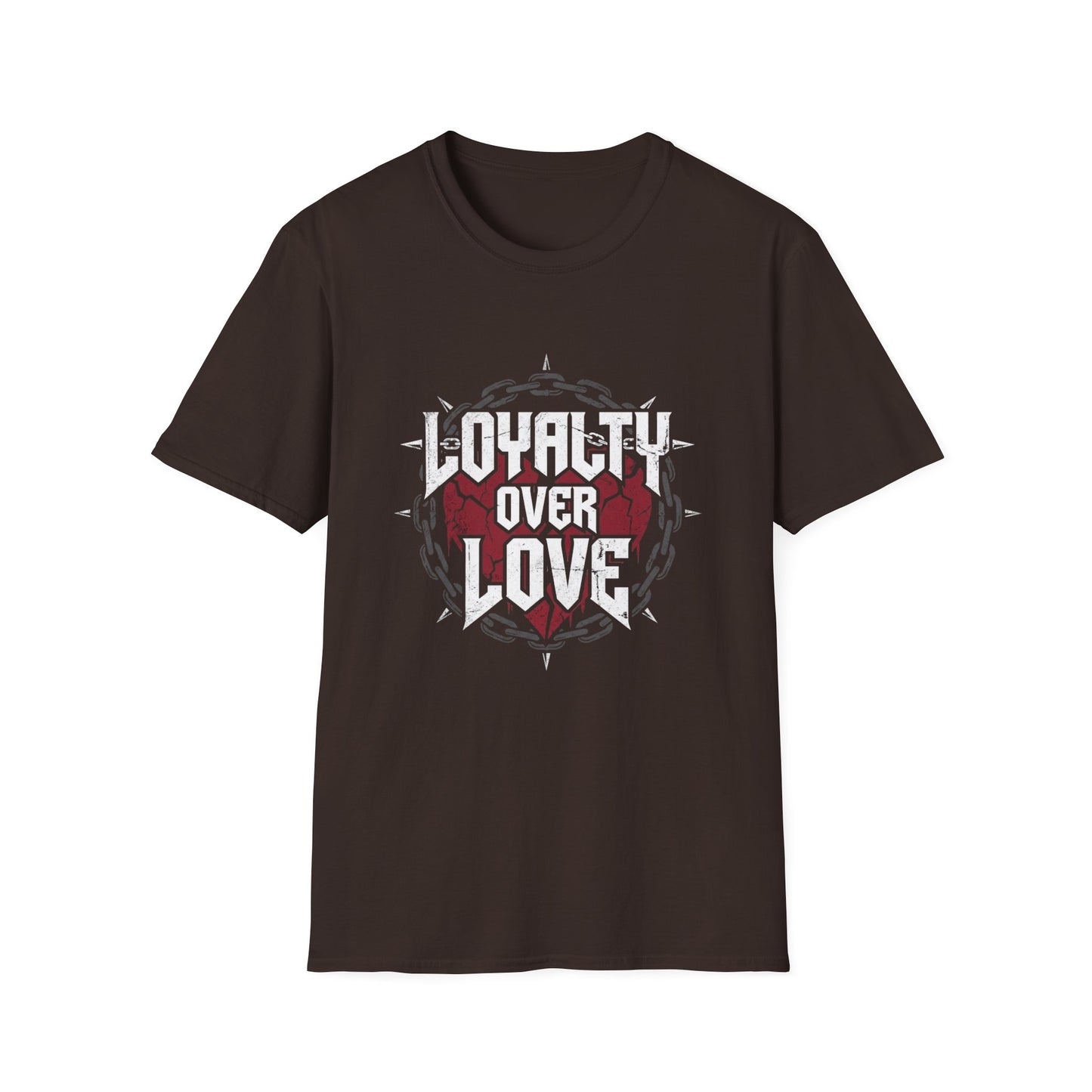 Loyalty Over Love T-Shirt — Edgy Heart & Chain Graphic Tee