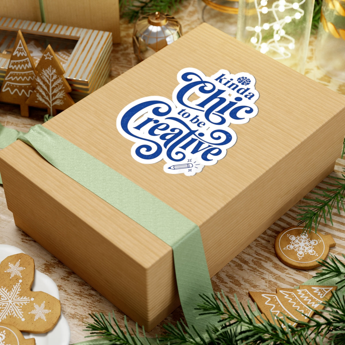 Kinda Chic to Be Creative Sticker | Kiss-Cut, Script Typography