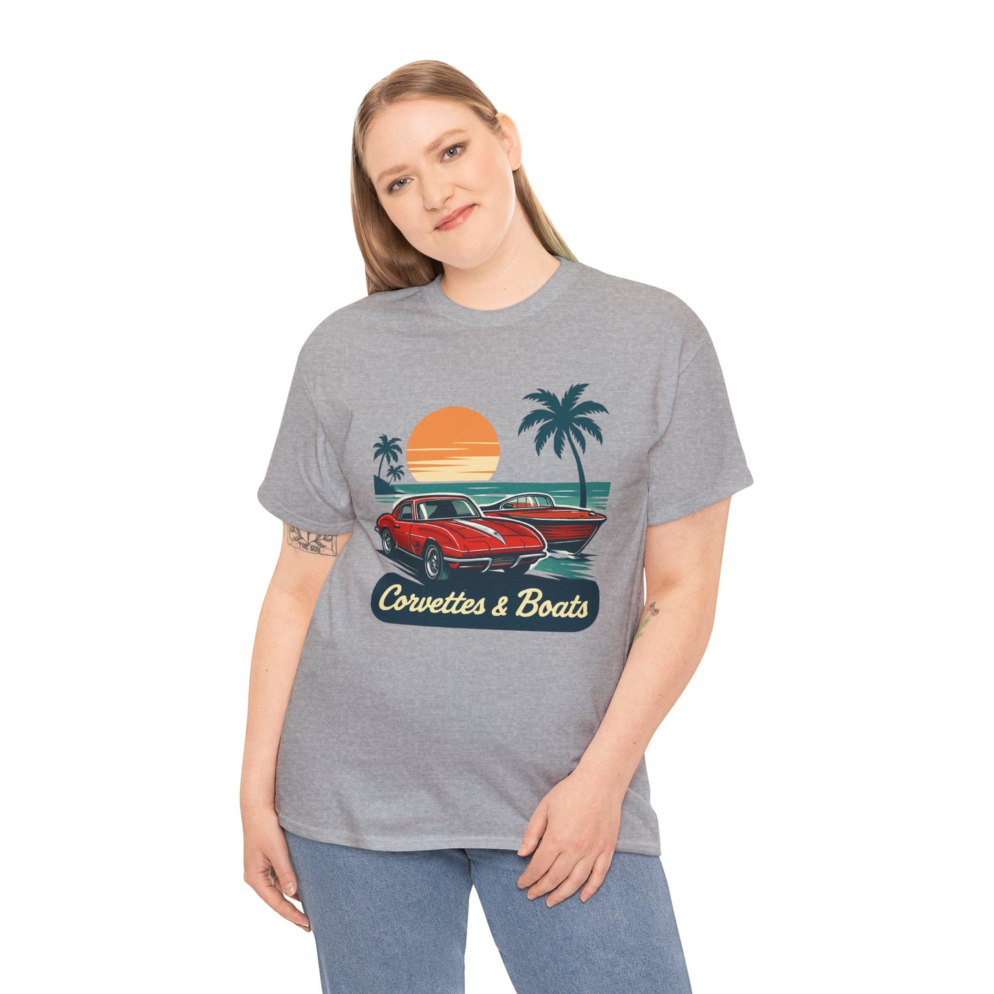 Corvettes & Boats Retro Sunset T‑Shirt