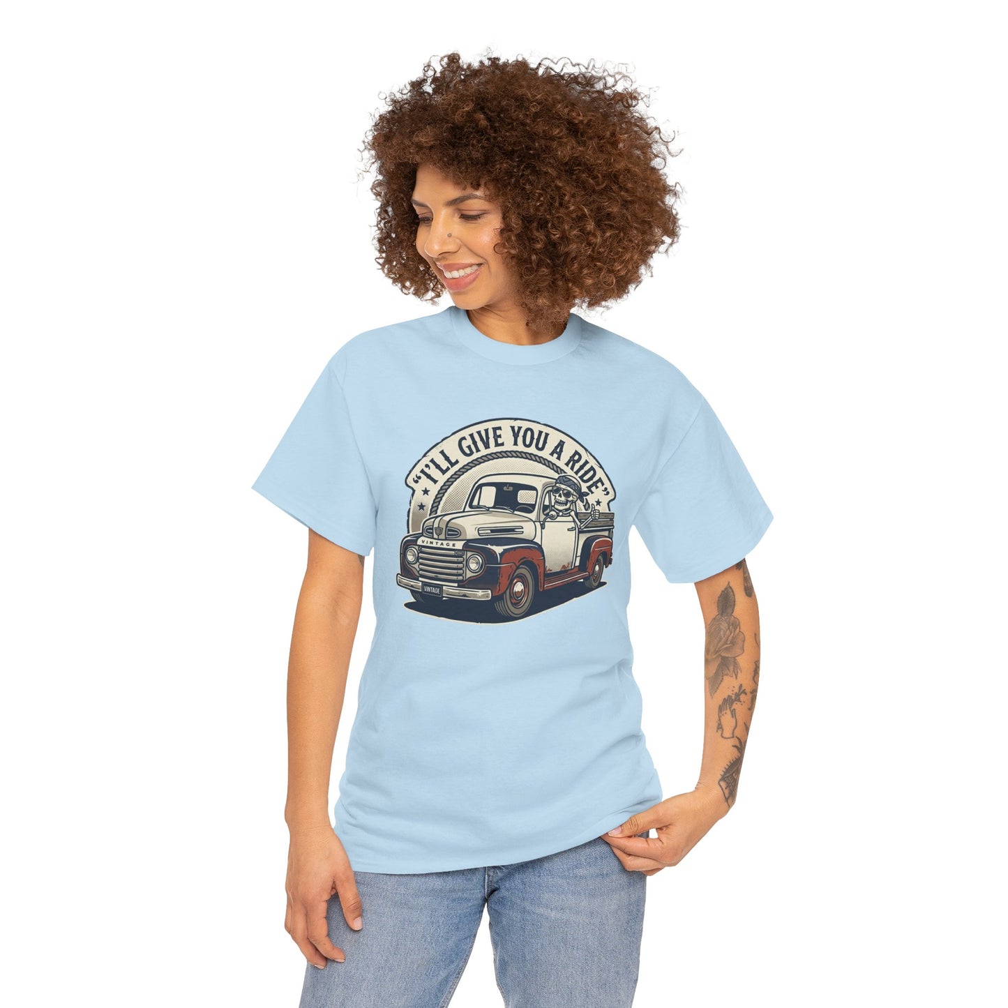 Vintage Pickup Truck T-Shirt — “I’ll Give You a Ride” Classic Retro Tee Printify