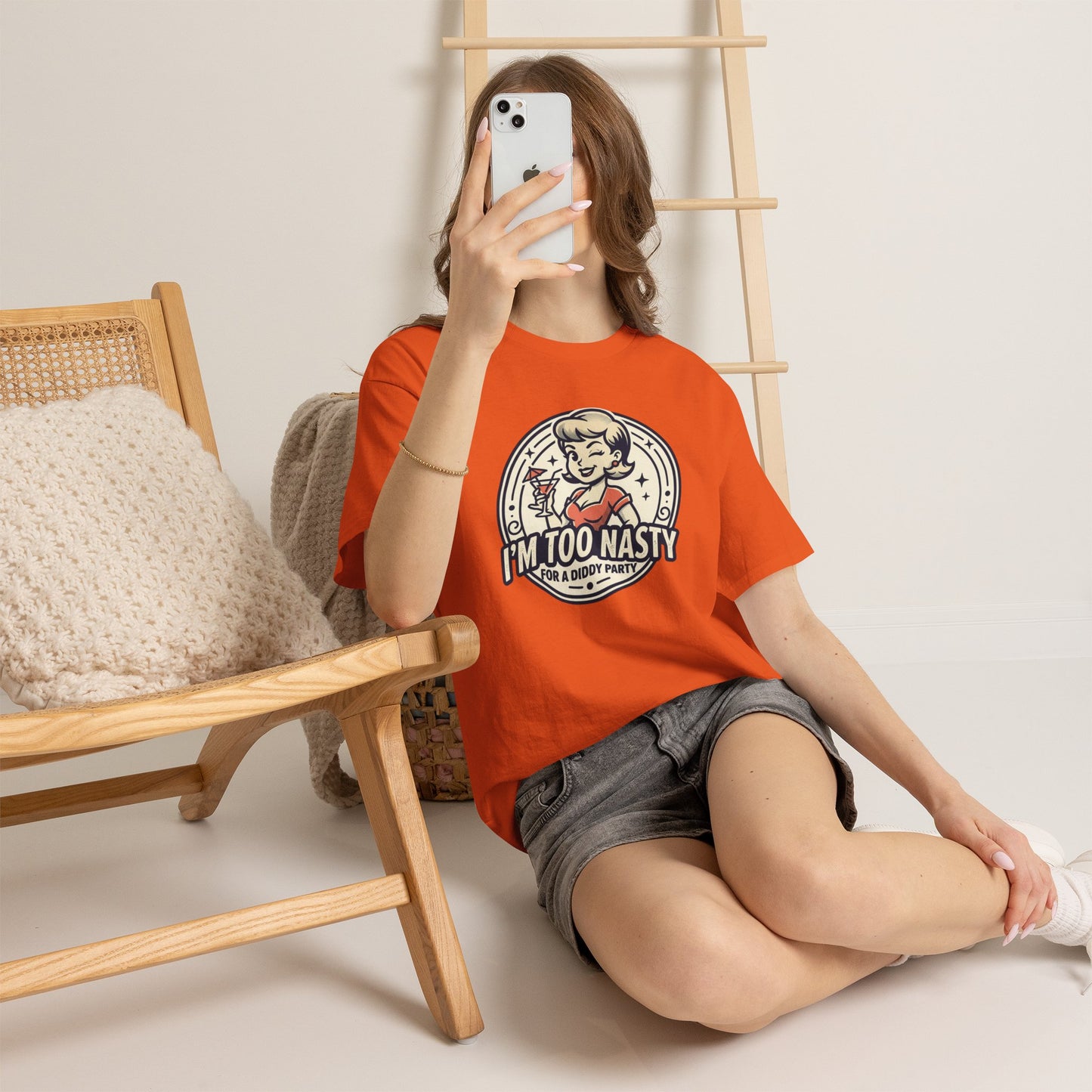"I'm Too Nasty for a Diddy Party" Retro Cocktail Graphic Tee