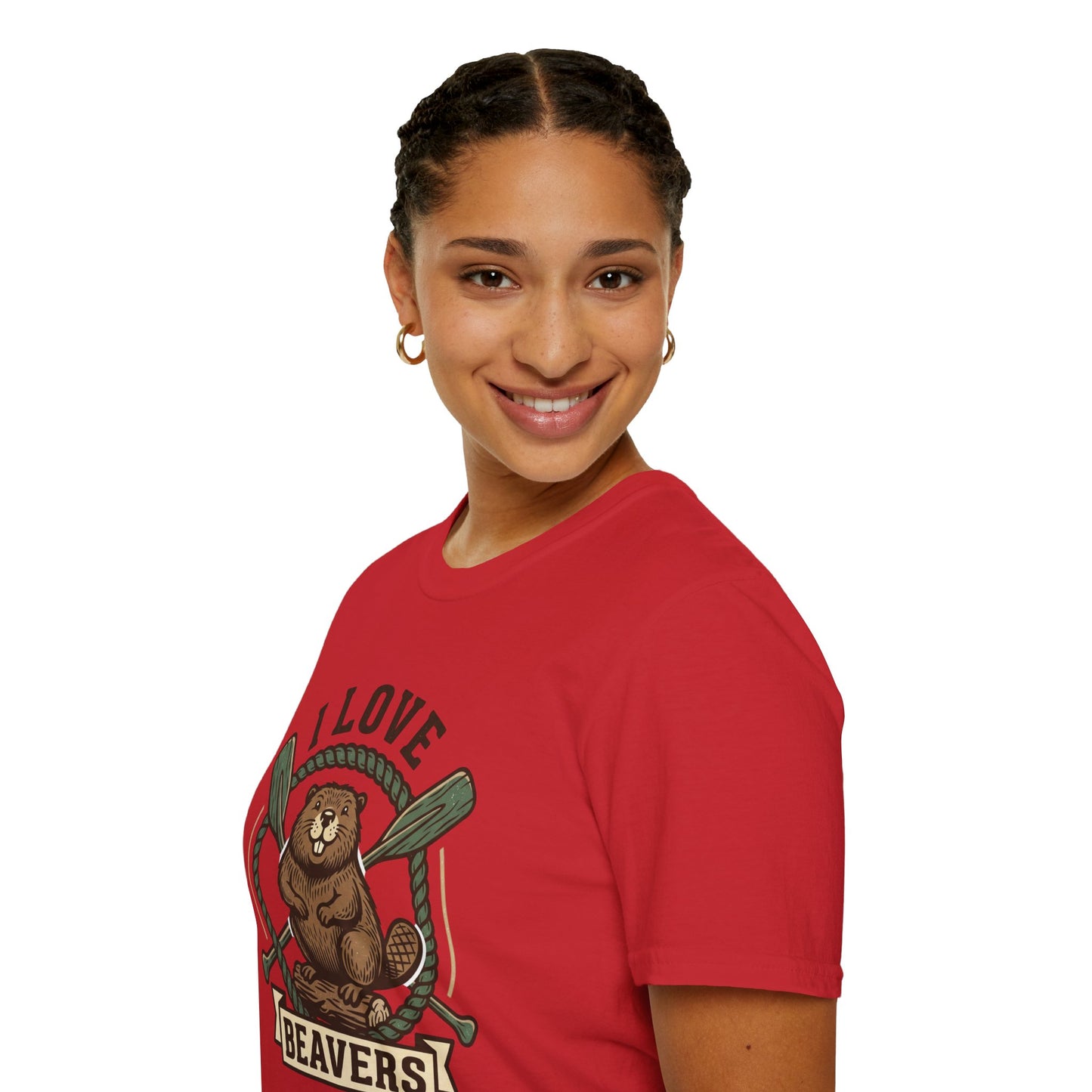 I Love Beavers T-Shirt — Cute Vintage Beaver Graphic Tee with Oars