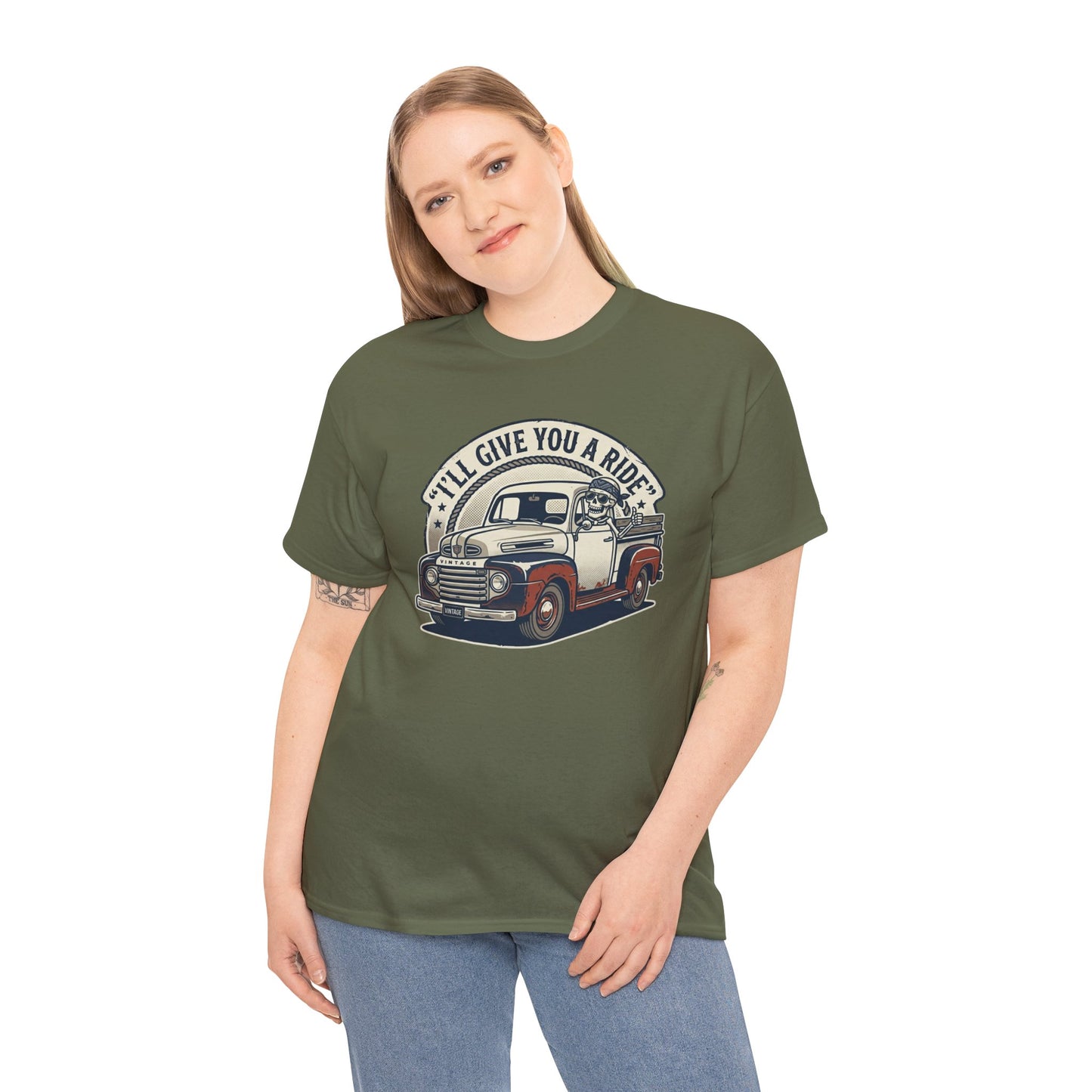 Vintage Pickup Truck T-Shirt — “I’ll Give You a Ride” Classic Retro Tee Printify
