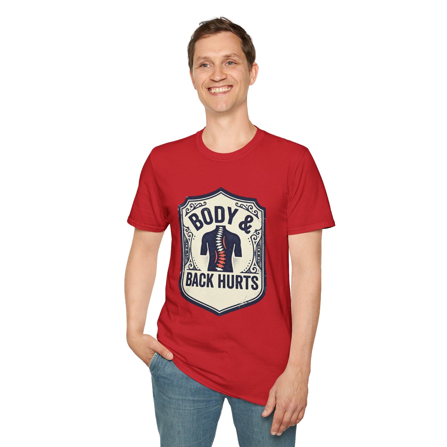Back Hurts T-Shirt — Body & Back Hurts Graphic Tee for Spine Pain Relief Awareness