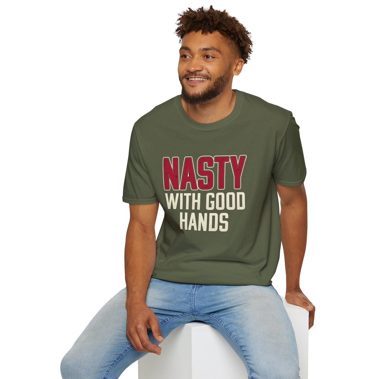 "NASTY With Good Hands" Bold Lettering Graphic Tee