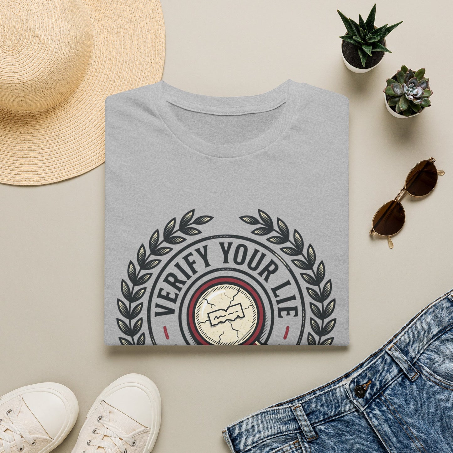 Verify Your Life T-Shirt — Vintage Badge Graphic Tee for Curious Minds