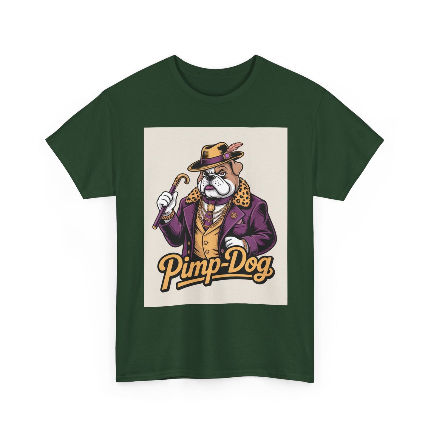 Pimp-Dog Graphic Tee — Retro Bulldog Character Shirt Printify