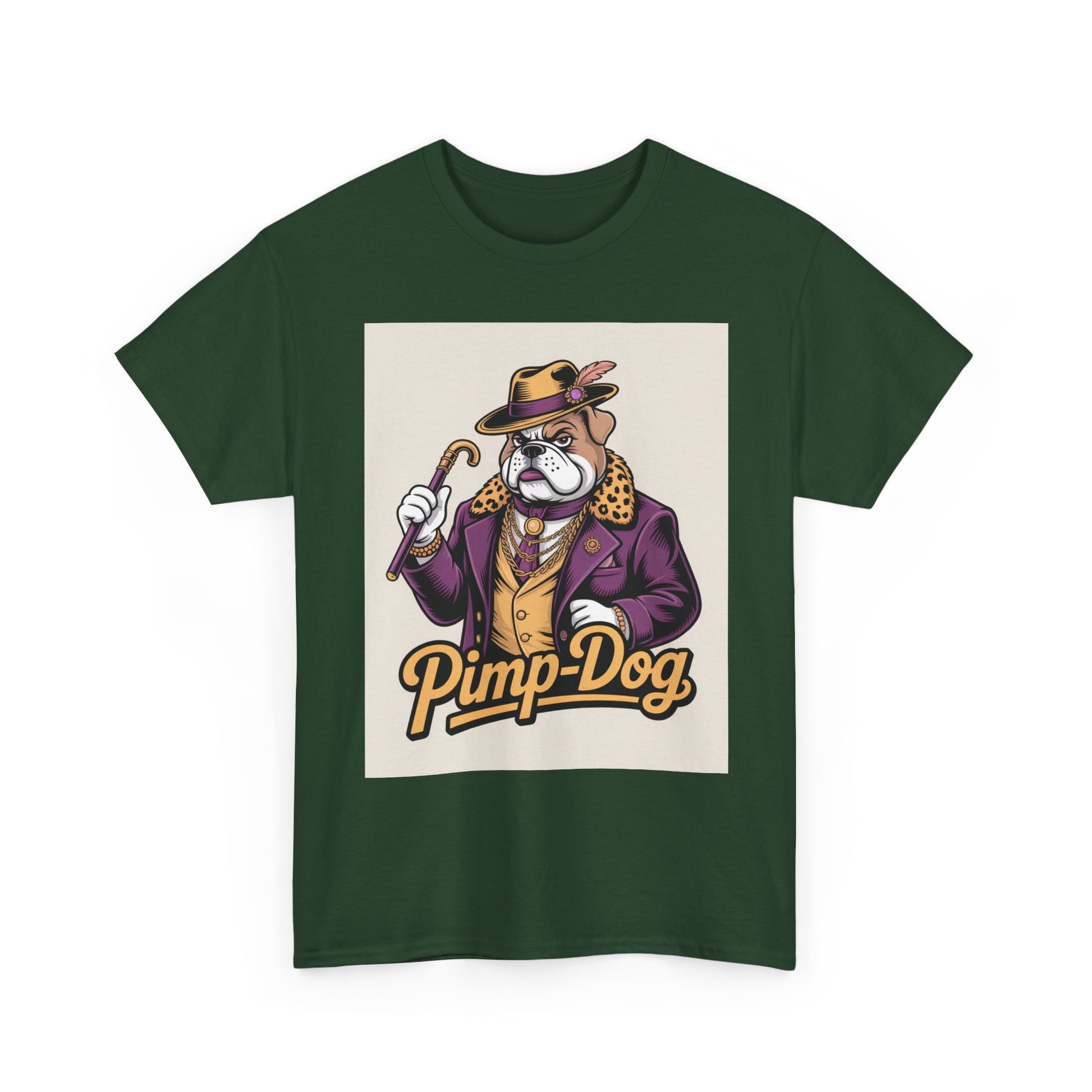 Pimp-Dog Graphic Tee — Retro Bulldog Character Shirt Printify