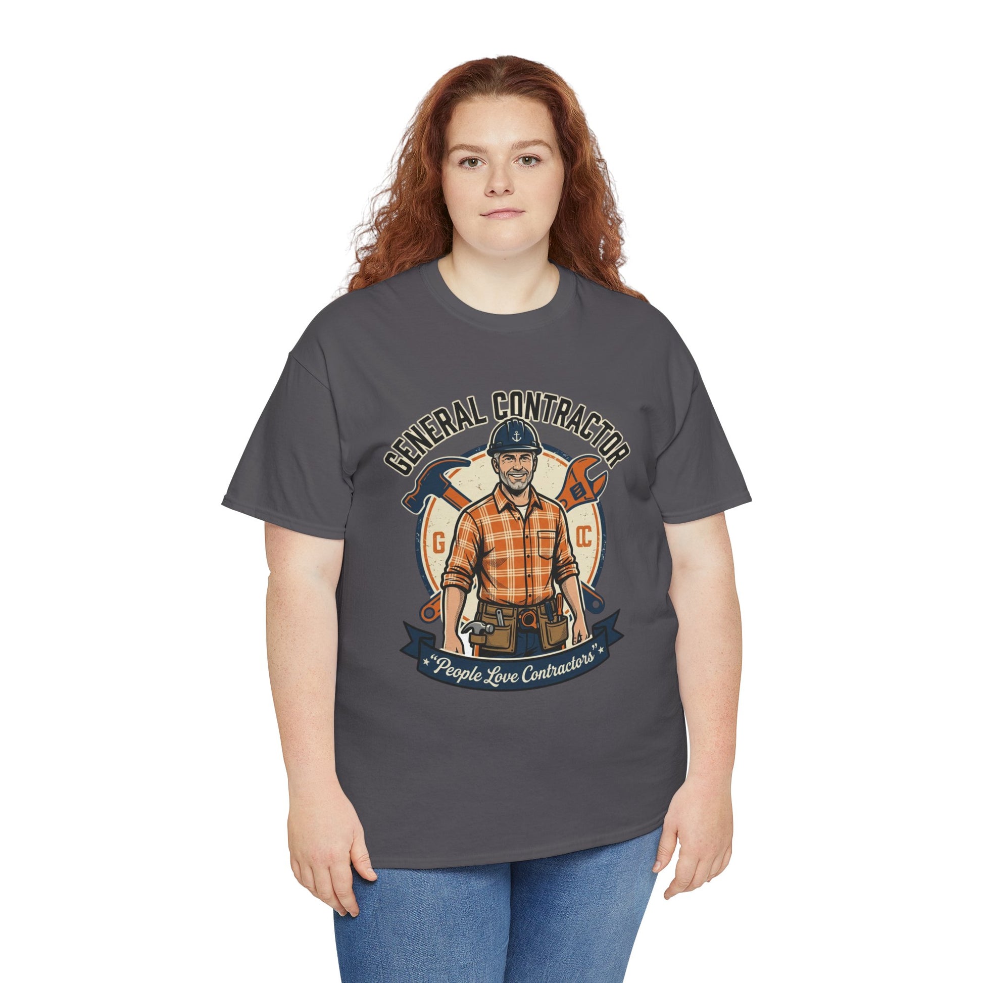 General Contractor T-Shirt — Vintage Construction Worker Logo Tee Printify