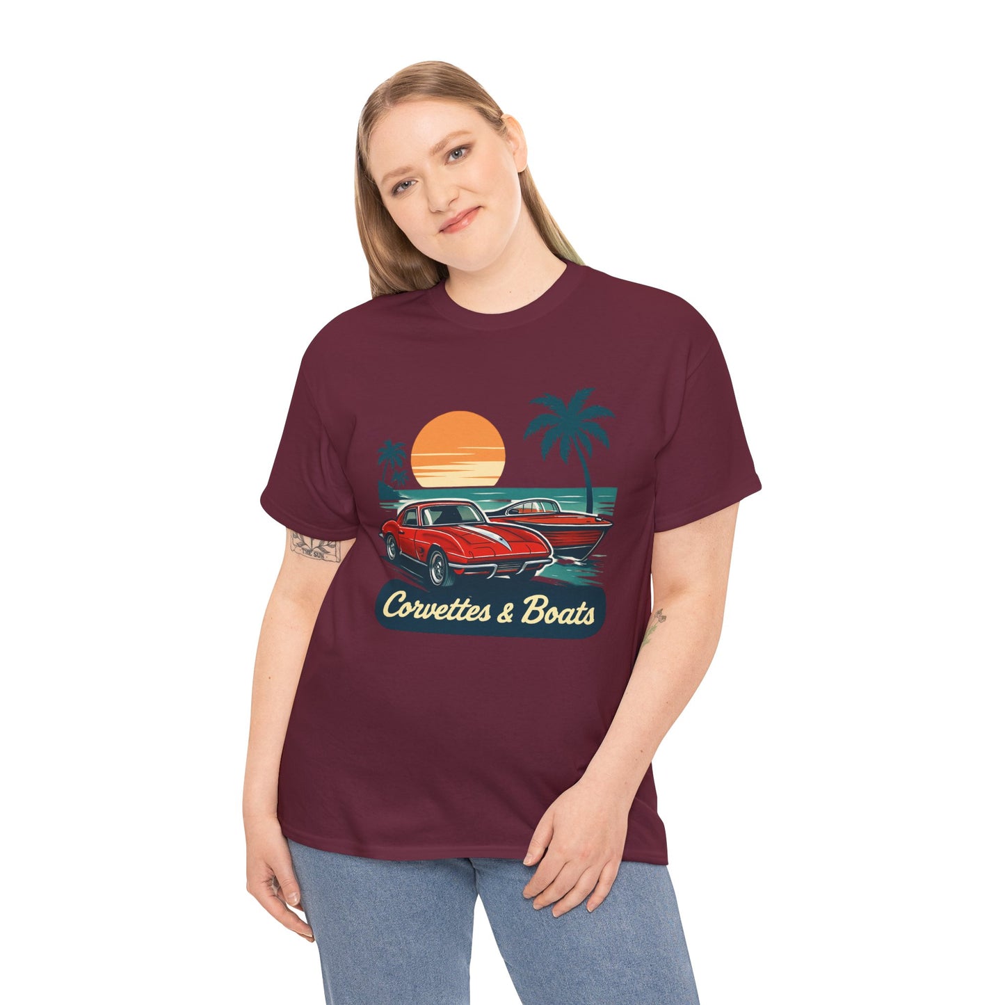 Corvettes & Boats Retro Sunset T‑Shirt