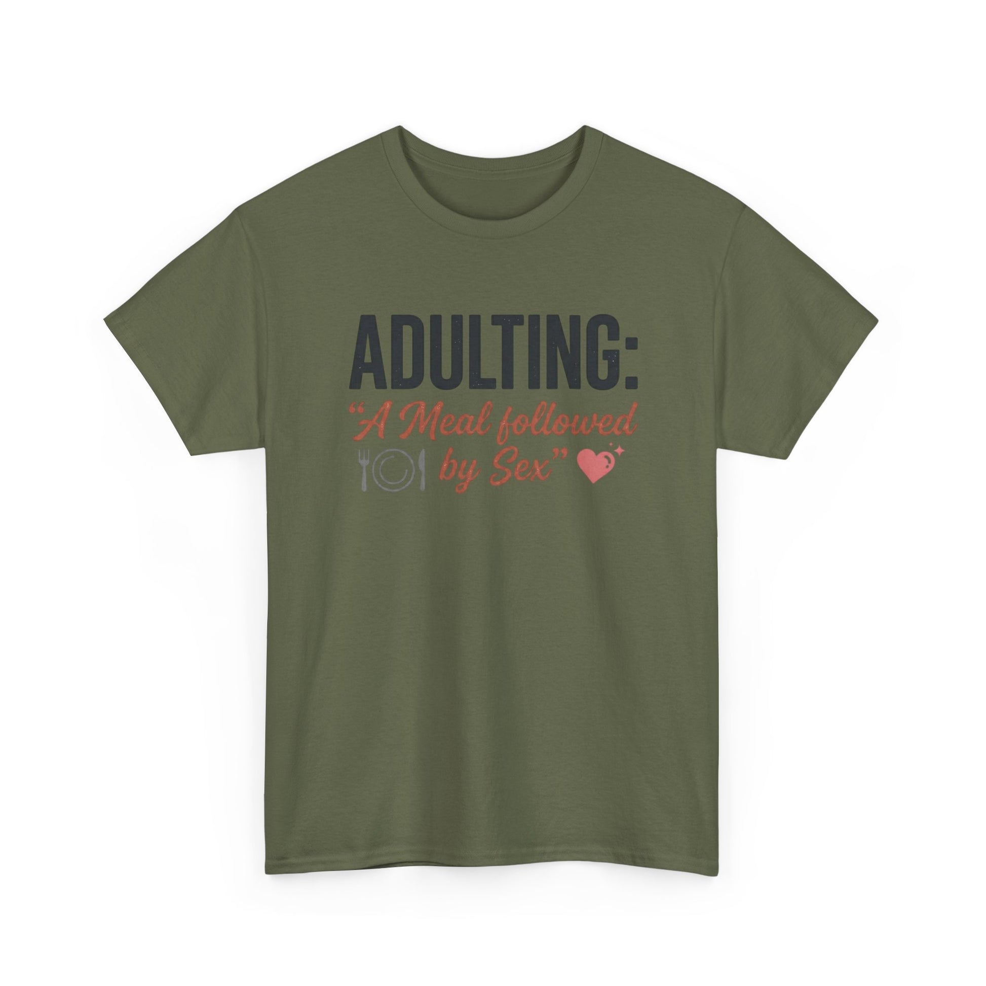 Adulting T‑Shirt – "Adulting: A Meal Followed by Sex" Funny Graphic Tee Printify