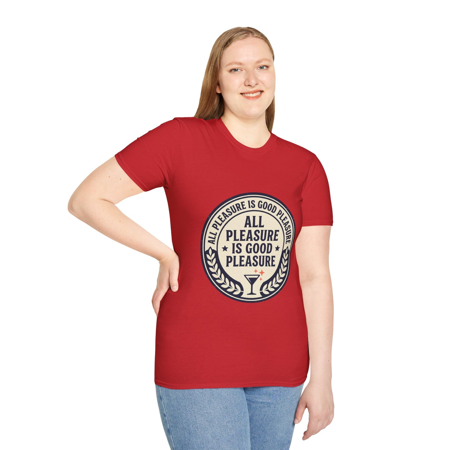 "All Pleasure Is Good Pleasure" Vintage Badge Tee