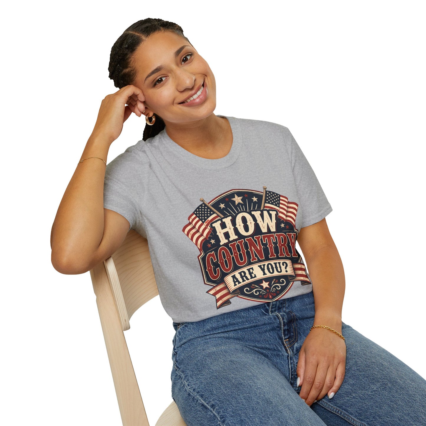 How Country Are You? T-Shirt — Vintage American Flag Country Graphic Tee