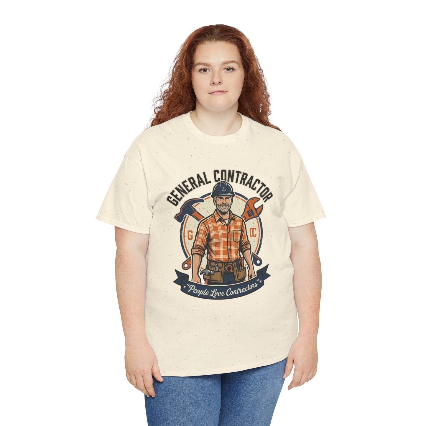 General Contractor T-Shirt — Vintage Construction Worker Logo Tee Printify