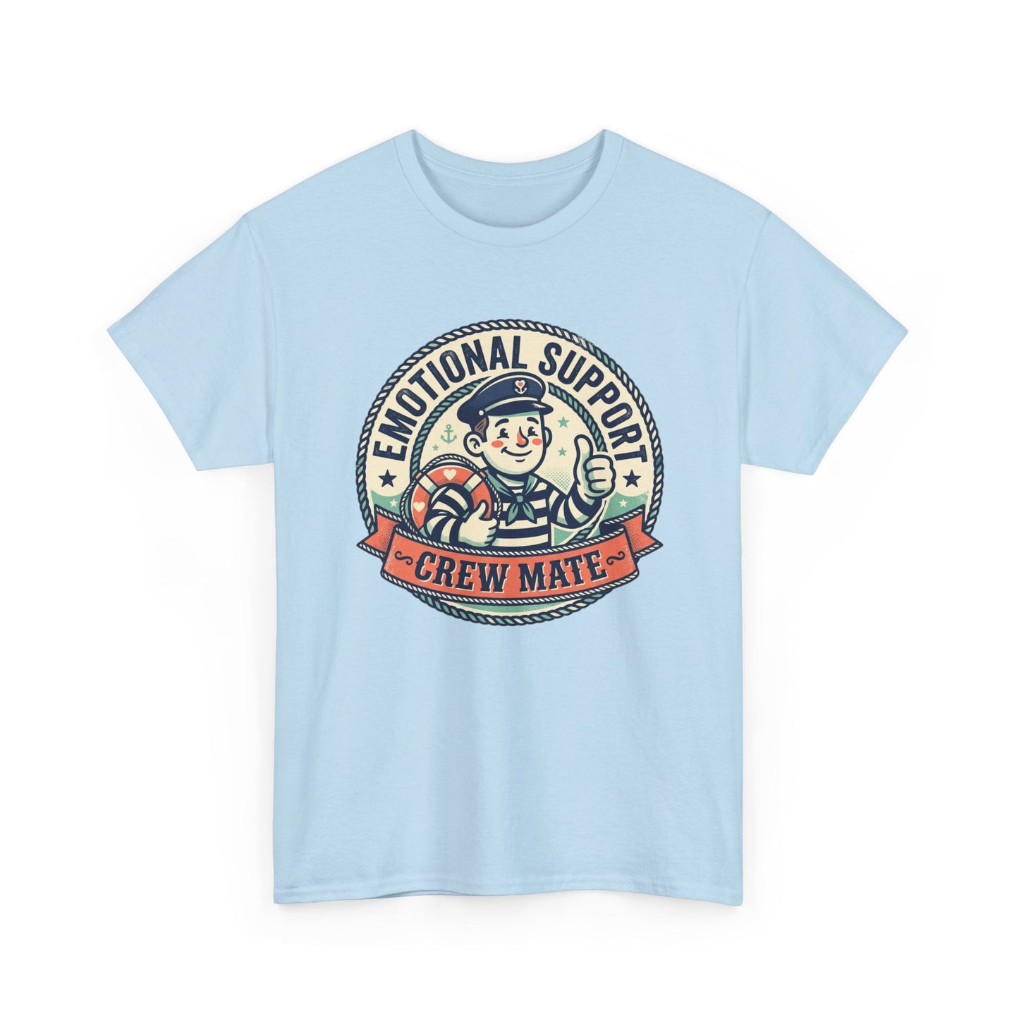 Emotional Support Crew Mate T‑Shirt — Retro Nautical Crewmate Tee Printify
