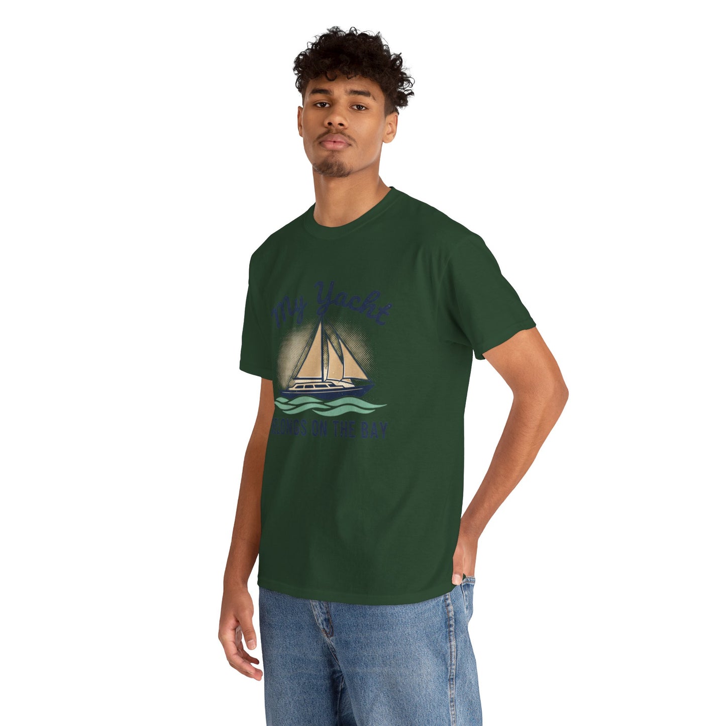 Sailboat Graphic Tee - "My Yacht Belongs on the Bay" Casual Nautical T-Shirt
