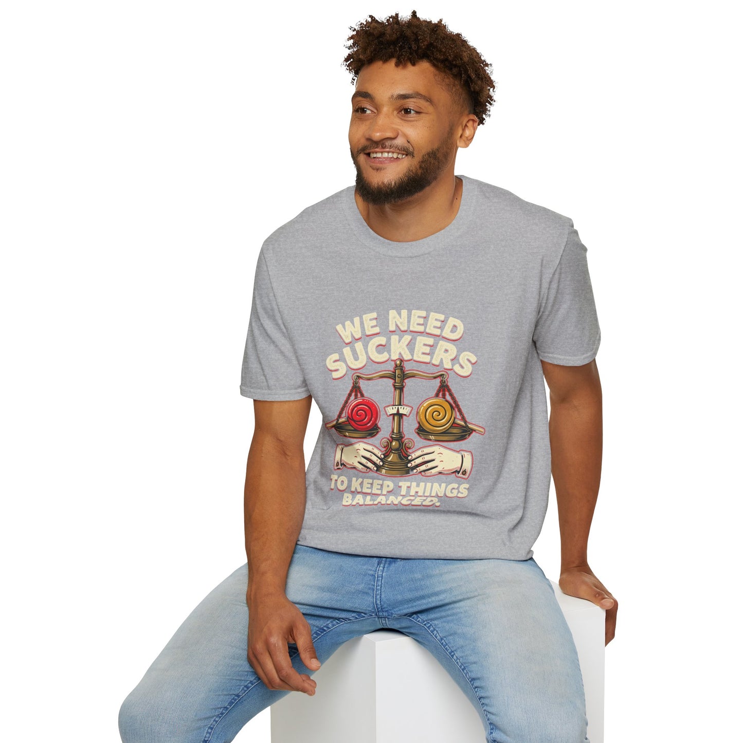 "We Need Suckers to Keep Things Balanced" Retro Candy Scale Tee