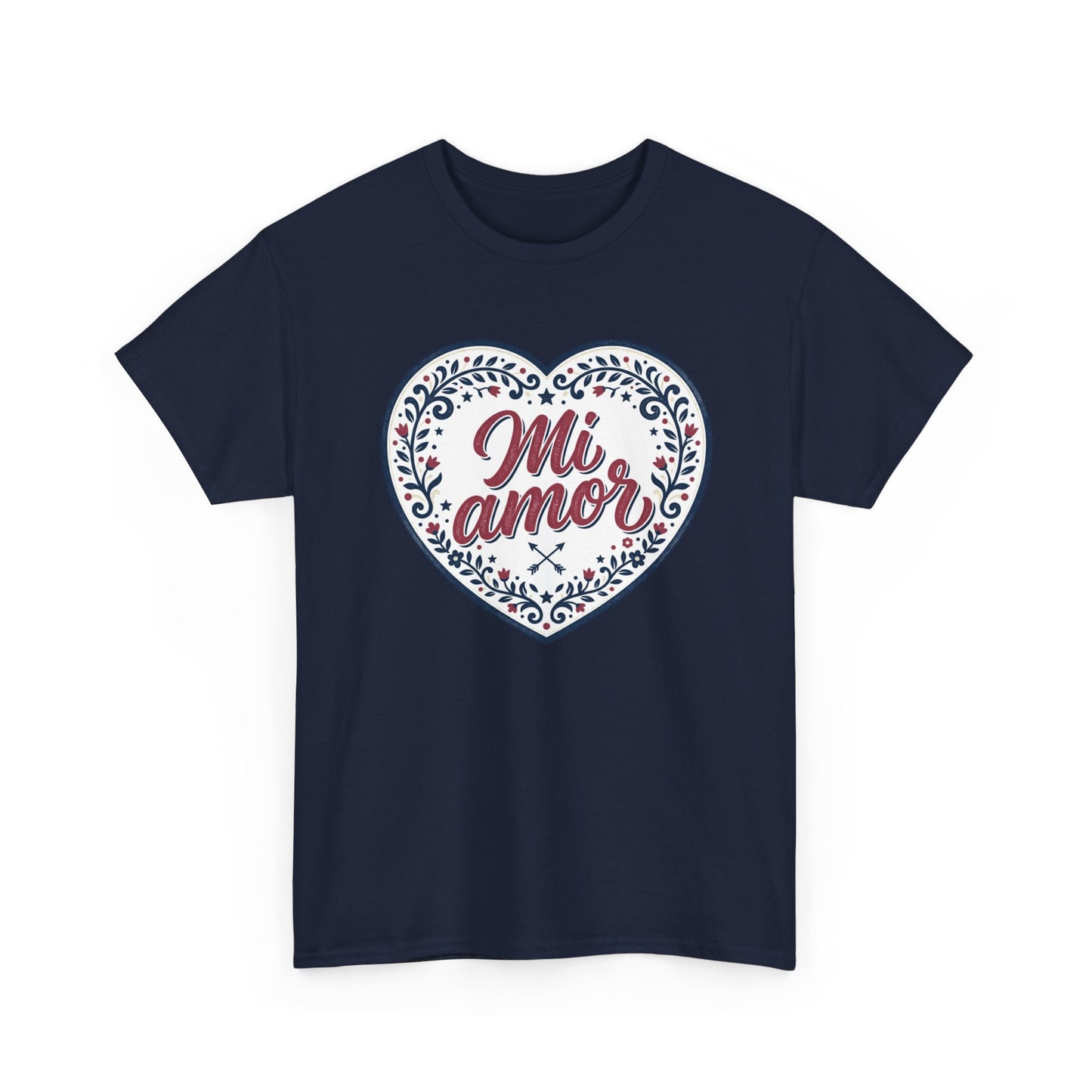 Mi Amor Heart T-Shirt — Romantic Floral Graphic Tee for Valentine’s Day