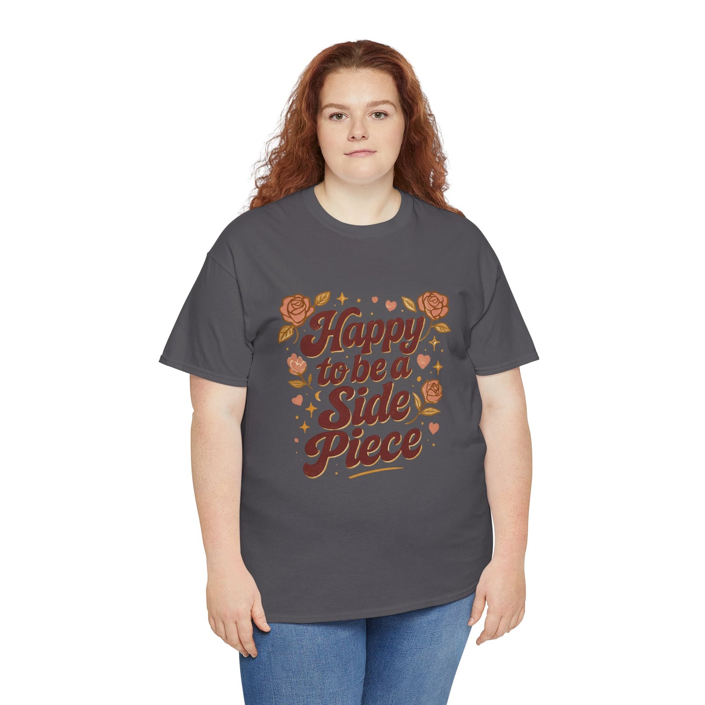 Happy to Be a Side Piece Tee — Retro Floral Statement T-Shirt