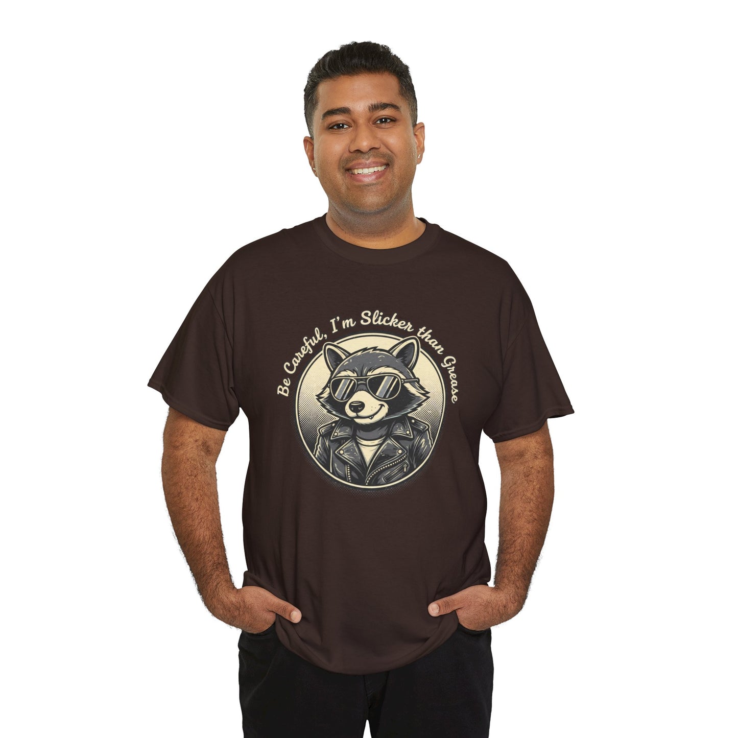 Raccoon Detective Graphic Tee — "Be Careful I’m Watching Your Snacks" Vintage Badge T-Shirt