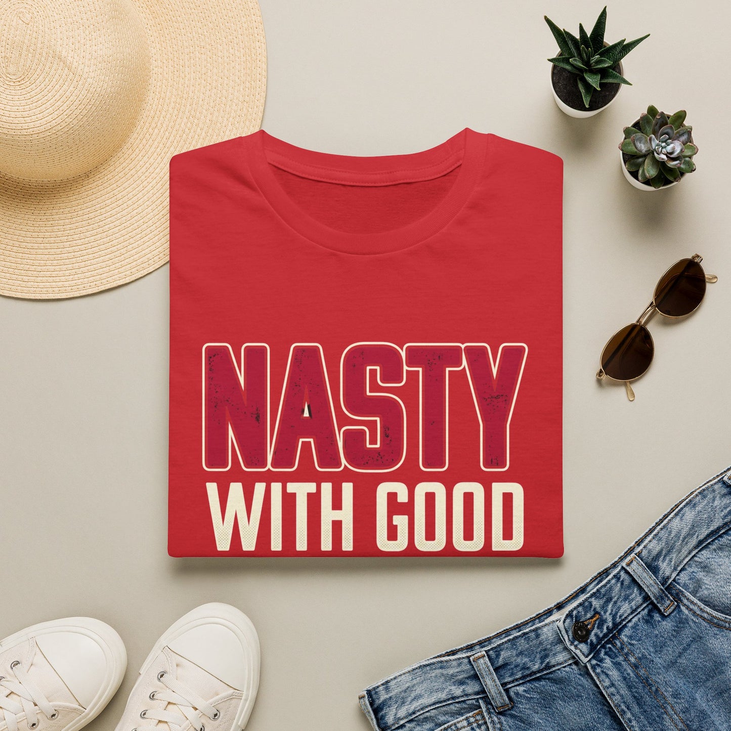 "NASTY With Good Hands" Bold Lettering Graphic Tee