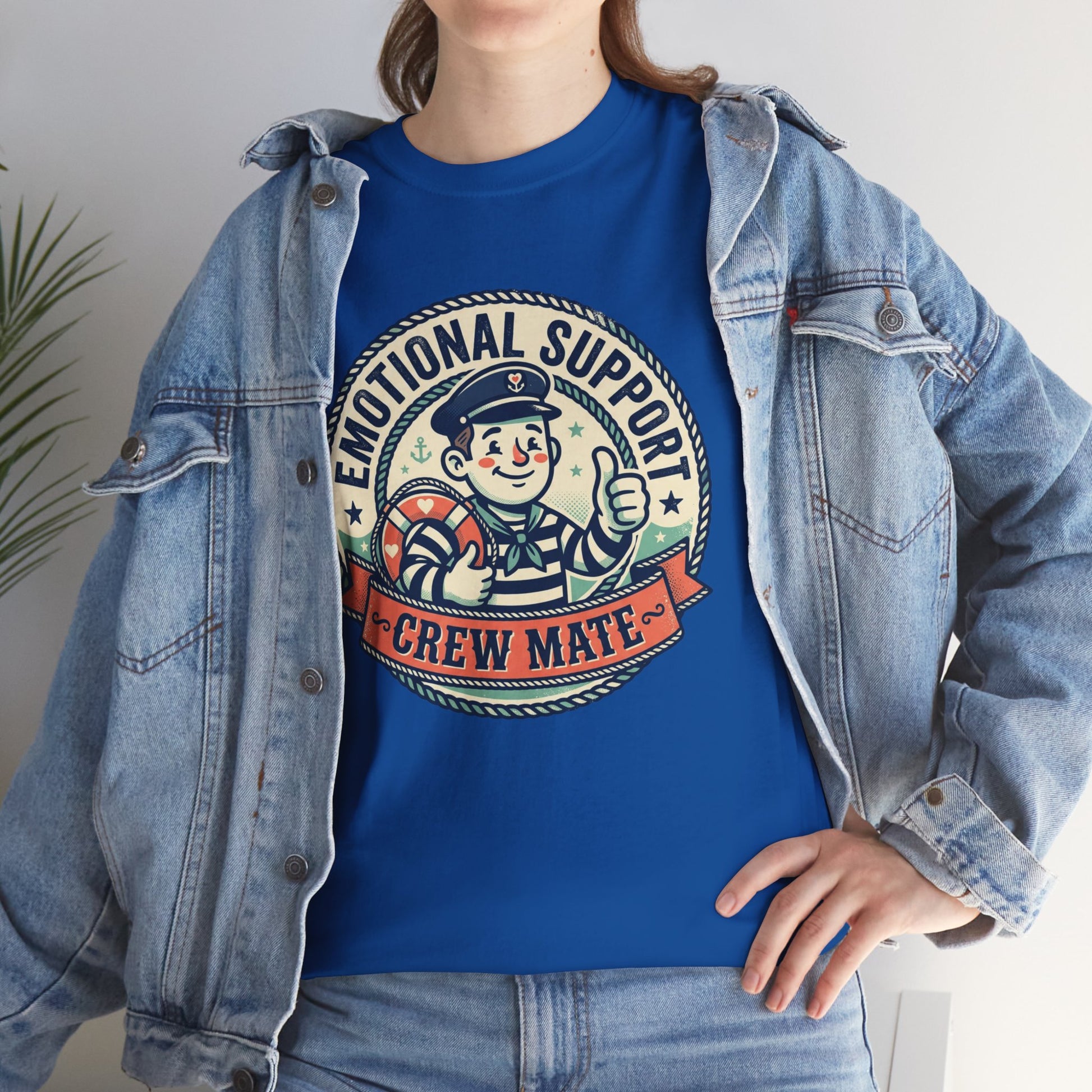 Emotional Support Crew Mate T‑Shirt — Retro Nautical Crewmate Tee Printify