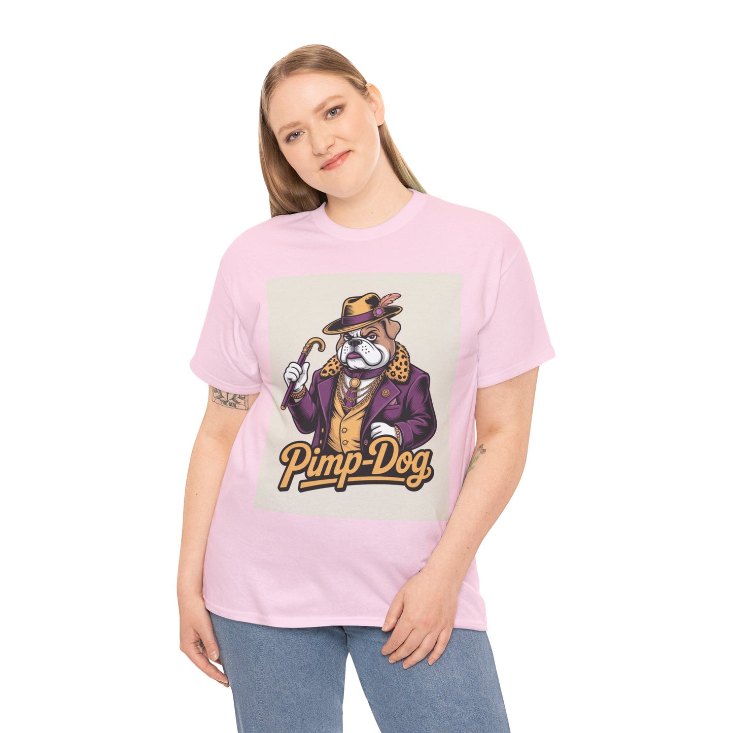 Pimp-Dog Graphic Tee — Retro Bulldog Character Shirt Printify